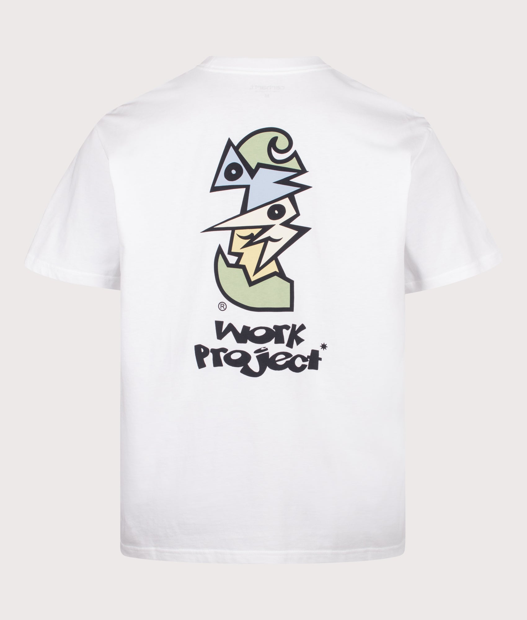 Carhartt WIP Loose Fit Cubist T-Shirt in White at EQVVS Menswear. Back shot.