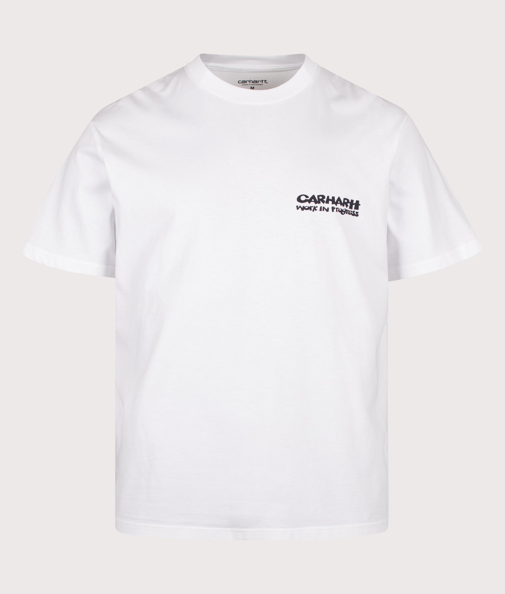 Carhartt WIP Loose Fit Cubist T-Shirt in White at EQVVS Menswear. Front shot.