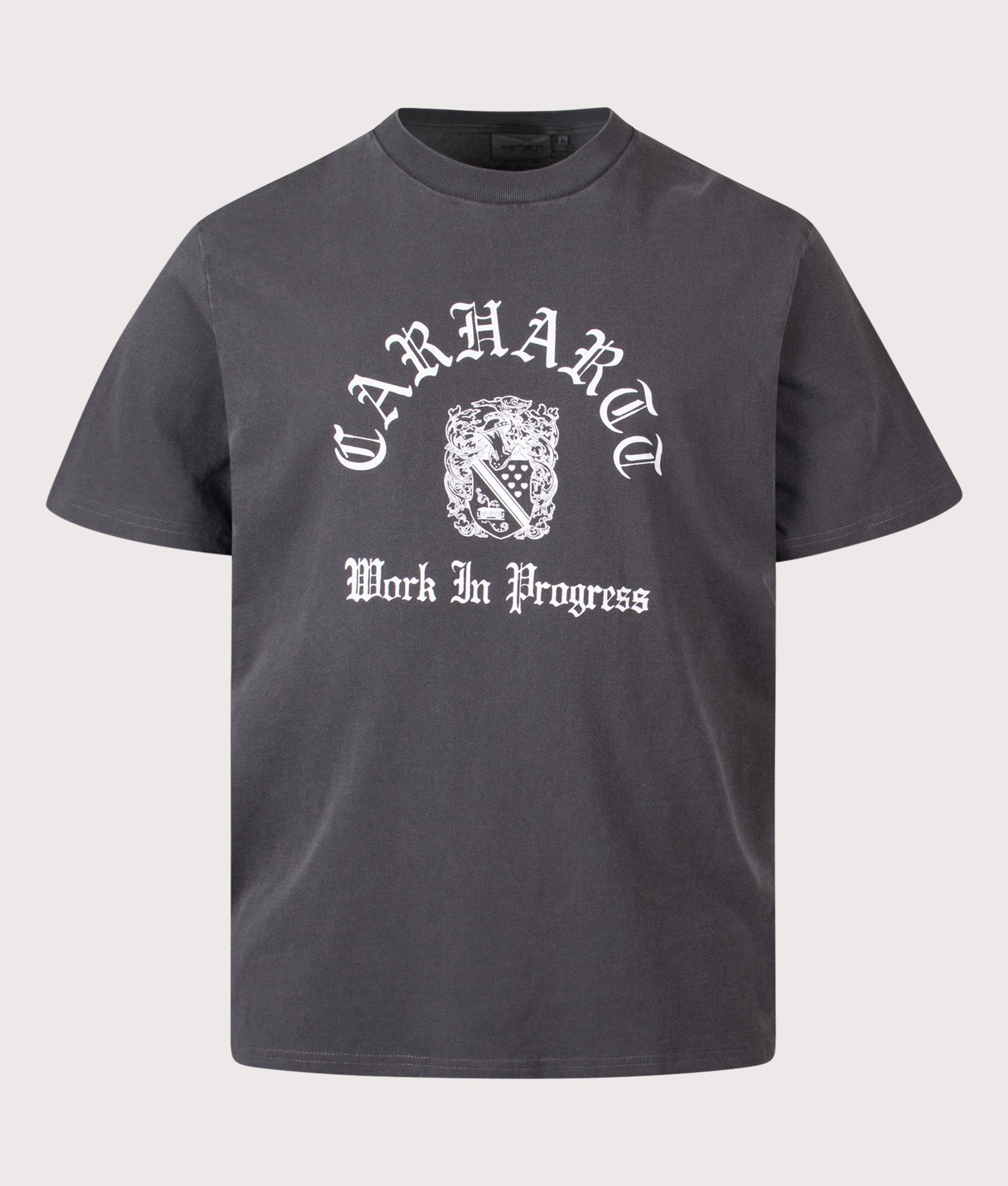 Carhartt WIP Loose Fit Coat Of Arms T-Shirt in Black at EQVVS Menswear. Front shot.