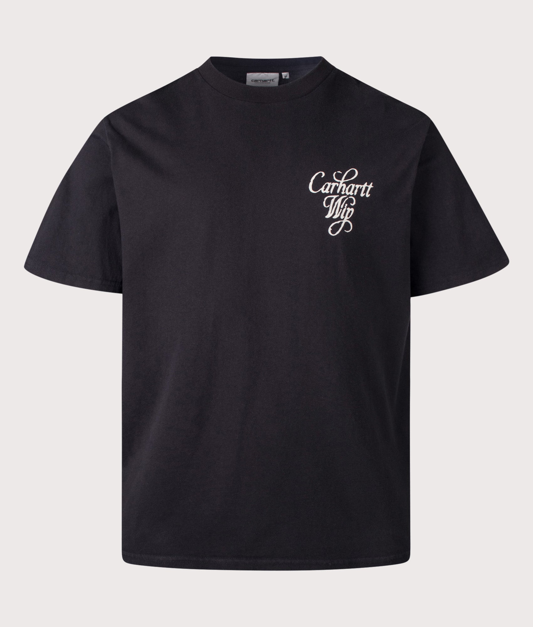 Carhartt WIP Loose Fit Vestige T-Shirt in Black at EQVVS Menswear. Front shot.