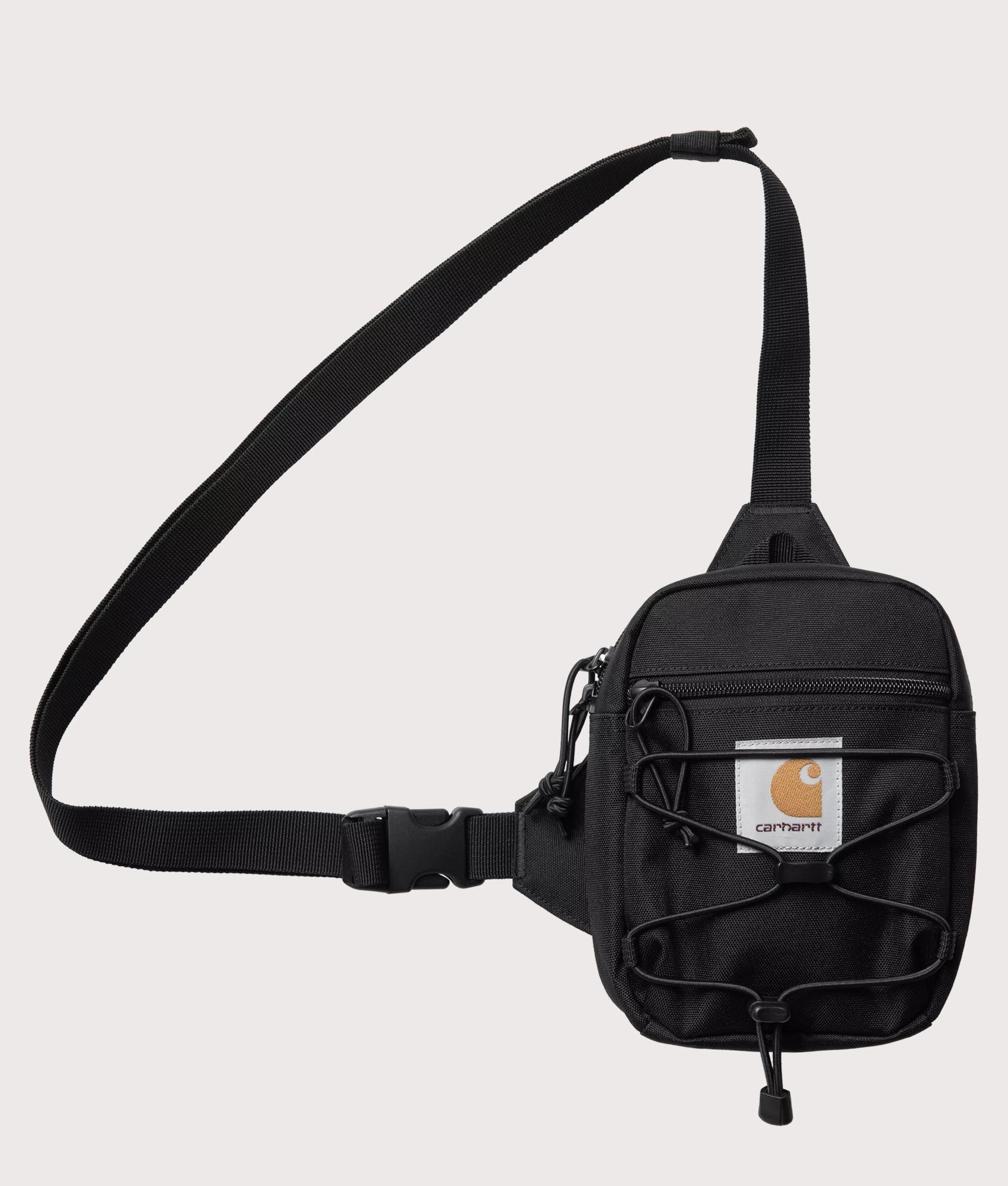 Carhartt WIP Kickflip Shoulder Bag in Black at EQVVS Menswear. Front shot.