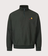 Loose Fit Quarter Zip American Script Sweatshirt: 3T6XX Raven 