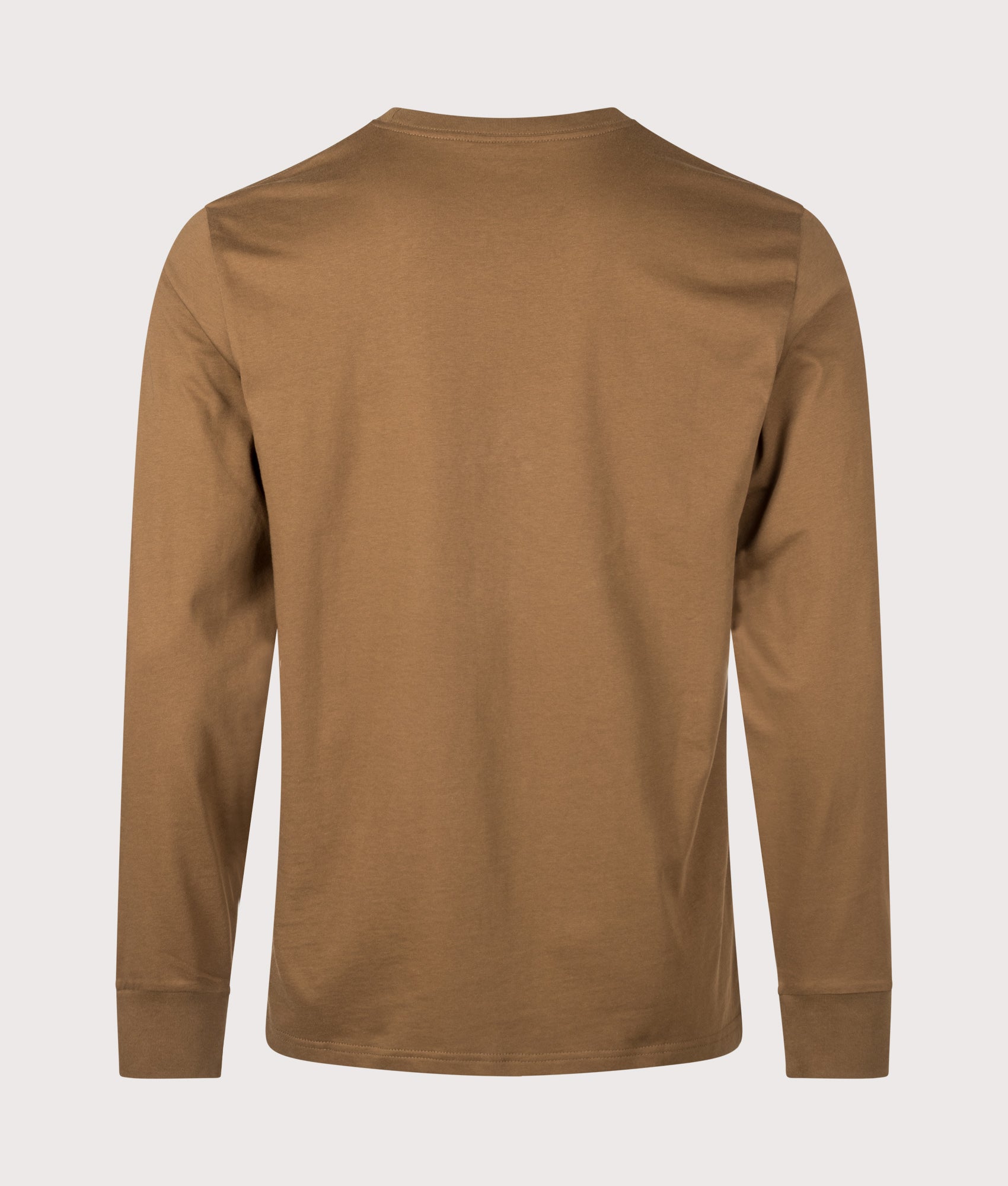 Carhartt WIP Regular Fit Long Sleeve Pocket T-Shirt in WIP Hamilton Brown at EQVVS Menswear. Back shot.