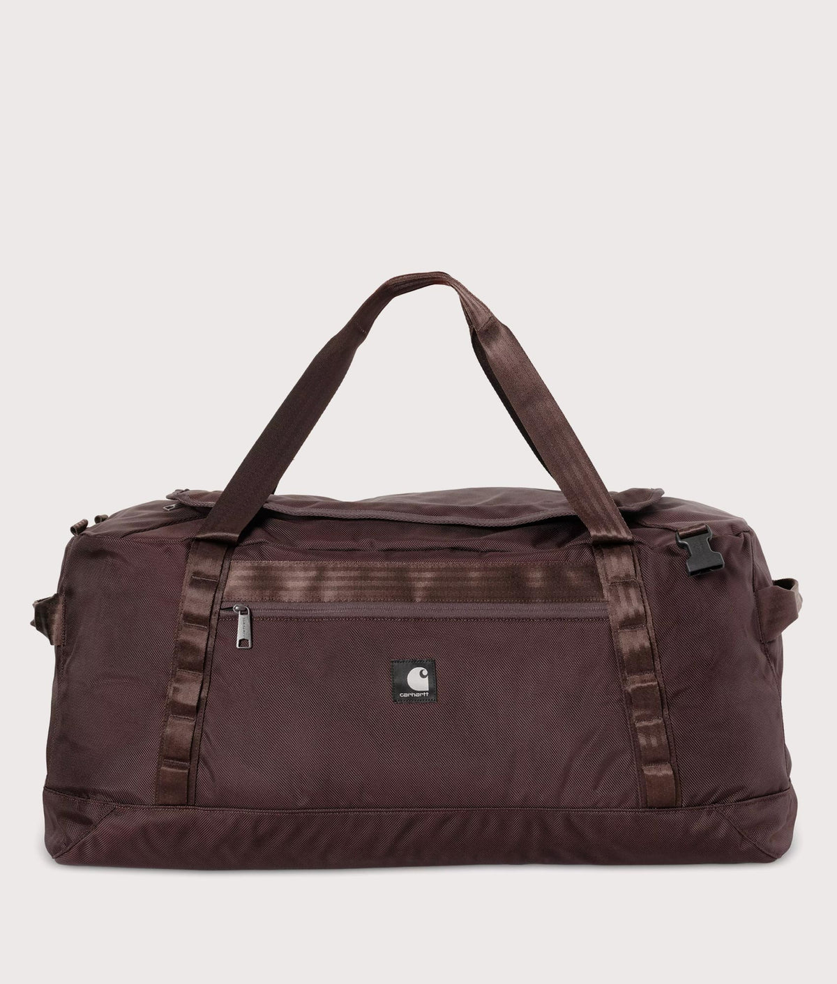 Carhartt WIP Richmond Large Duffle Bag in Palisander at EQVVS Menswear. Front shot.