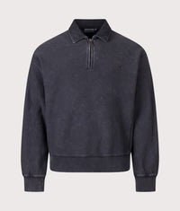 Boxy Loose Fit Lambert Polo Neck Sweatshirt: 89FQ Black Moon Wash 