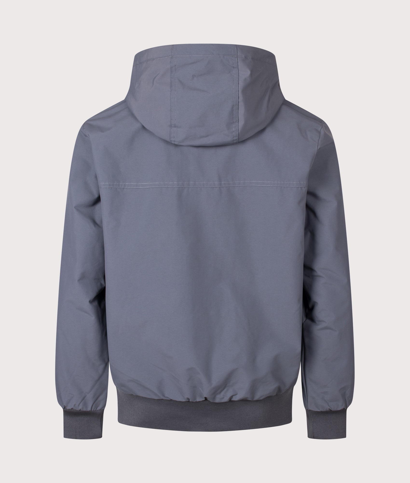 Carhartt WIP Regular Fit Hooded Sail Jacket in Styx and White at EQVVS Menswear. Back shot.