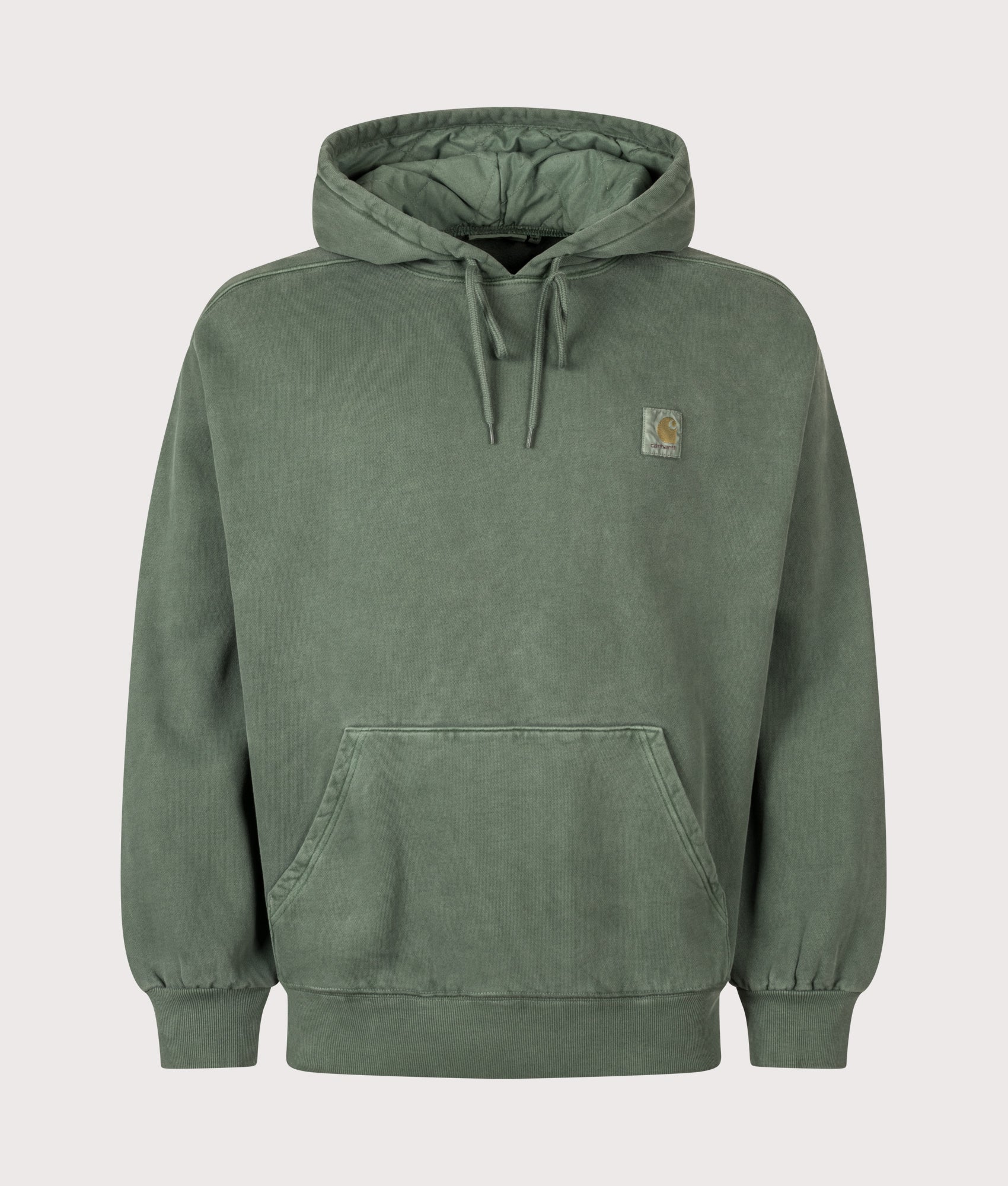 Carhartt WIP Balloon Fit Vista Hoodie in Dark Scarab at EQVVS Menswear. Front shot.