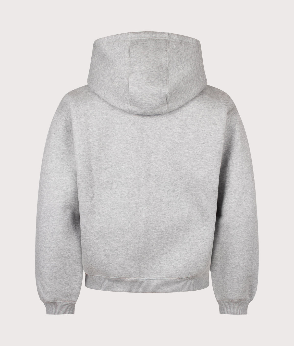 Carhartt WIP Loose Fit Ebbert Zip Through Hoodie in Grey Heather and White at EQVVS Menswear. Back shot.