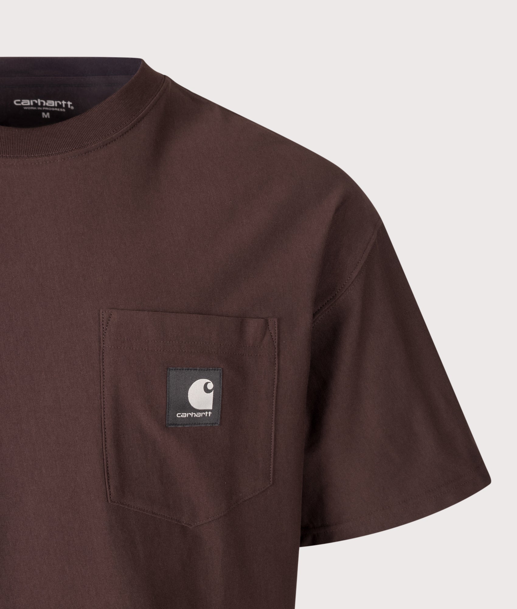 Carhartt WIP Oversized Fit OG Pocket T-Shirt in Palisander at EQVVS Menswear. Detail shot.
