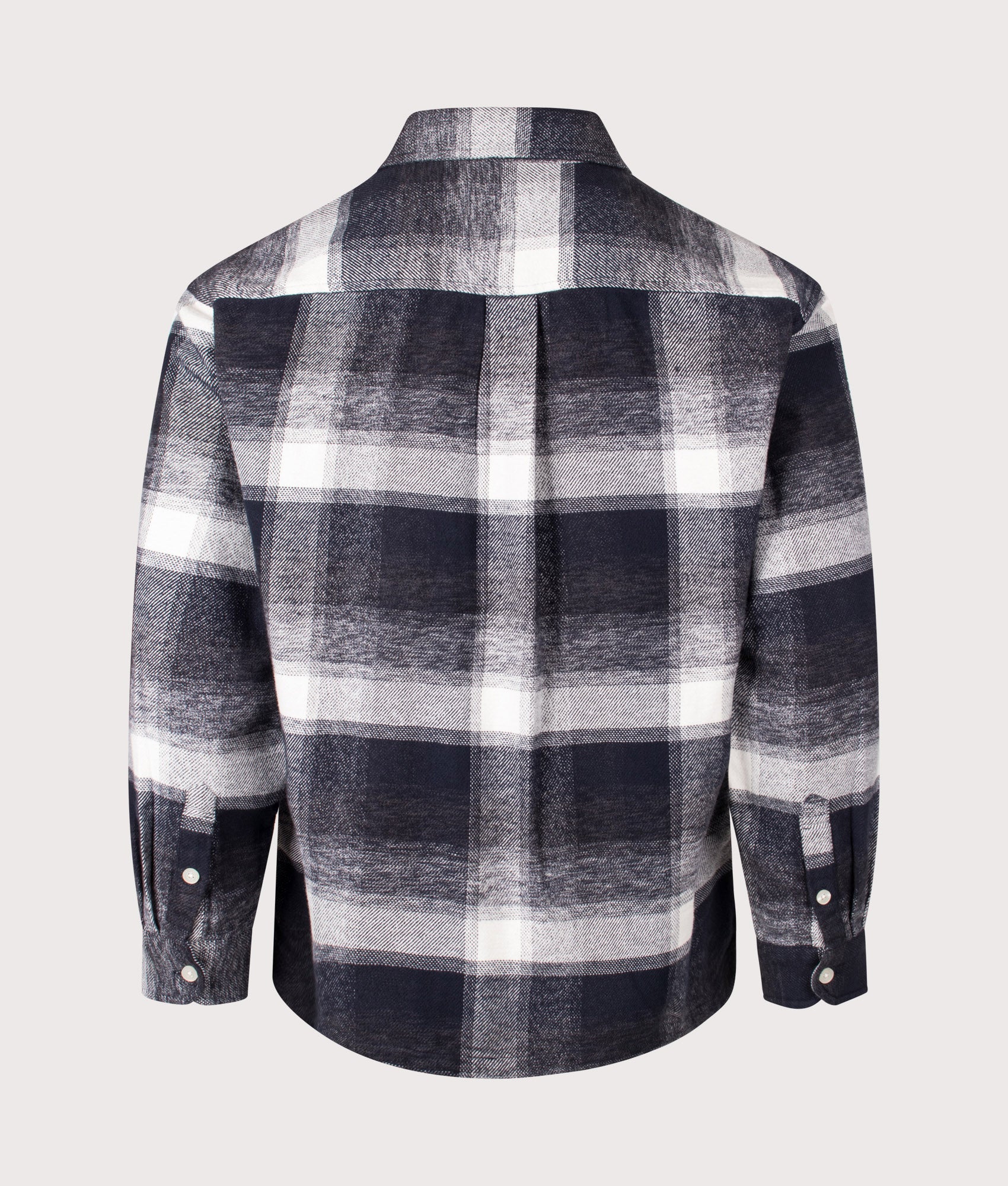 Carhartt WIP Regular Fit Esterson Shirt in  Esterson Check and Dark Navy at EQVVS Menswear. Back shot.