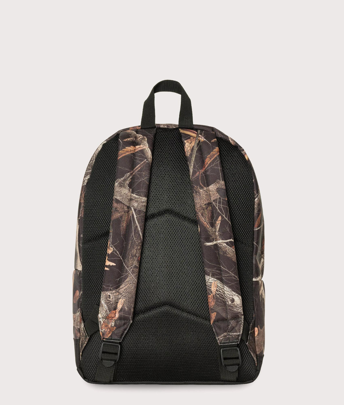 Carhartt WIP Jake Backpack in Camo Feather Tree/Black at EQVVS Menswear. Back shot.