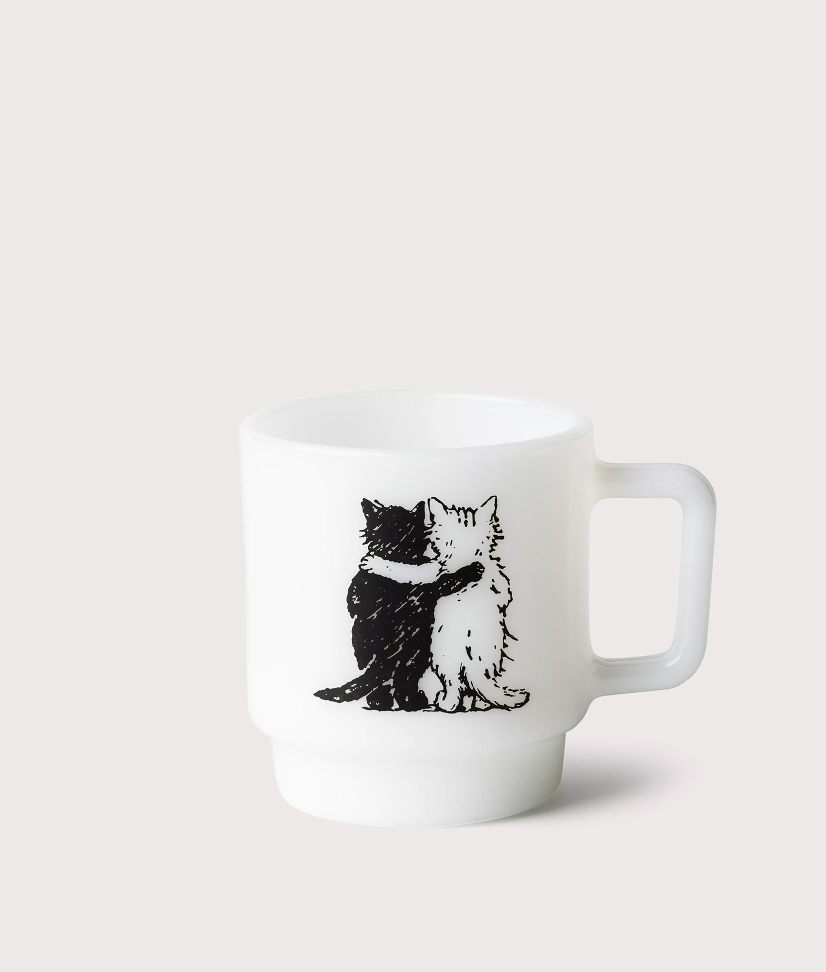 Carhartt WIP Hugging Cats Milk Glass Mug in white at EQVVS Menswear. Back shot.