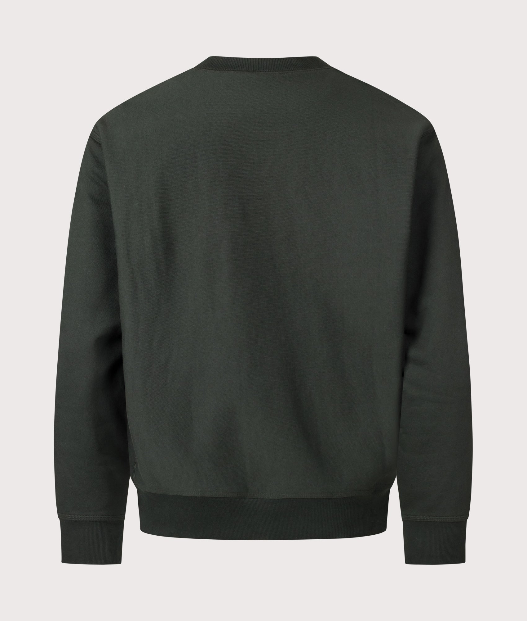 Carhartt WIP Loose Fit American Script Sweatshirt in Raven at EQVVS Menswear. Back shot.