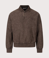 Boxy Loose Fit Lambert Polo Neck Sweatshirt: 47FQ Tobacco Moon Wash 