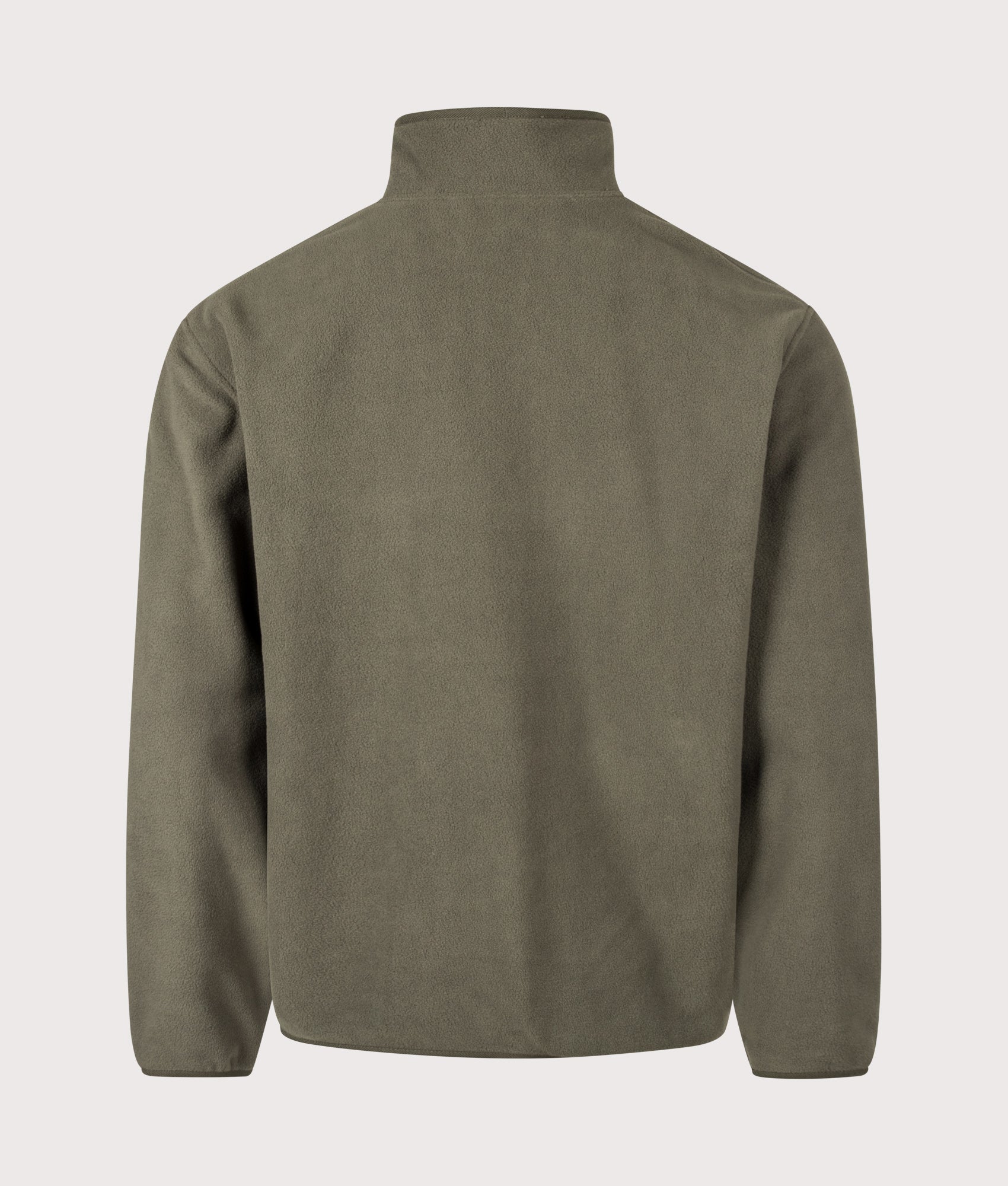 Carhartt WIP Balloon Fit Edmore Quarter Zip Fleece Sweatshirt in Cypress and Black at EQVVS Menswear. Back shot.