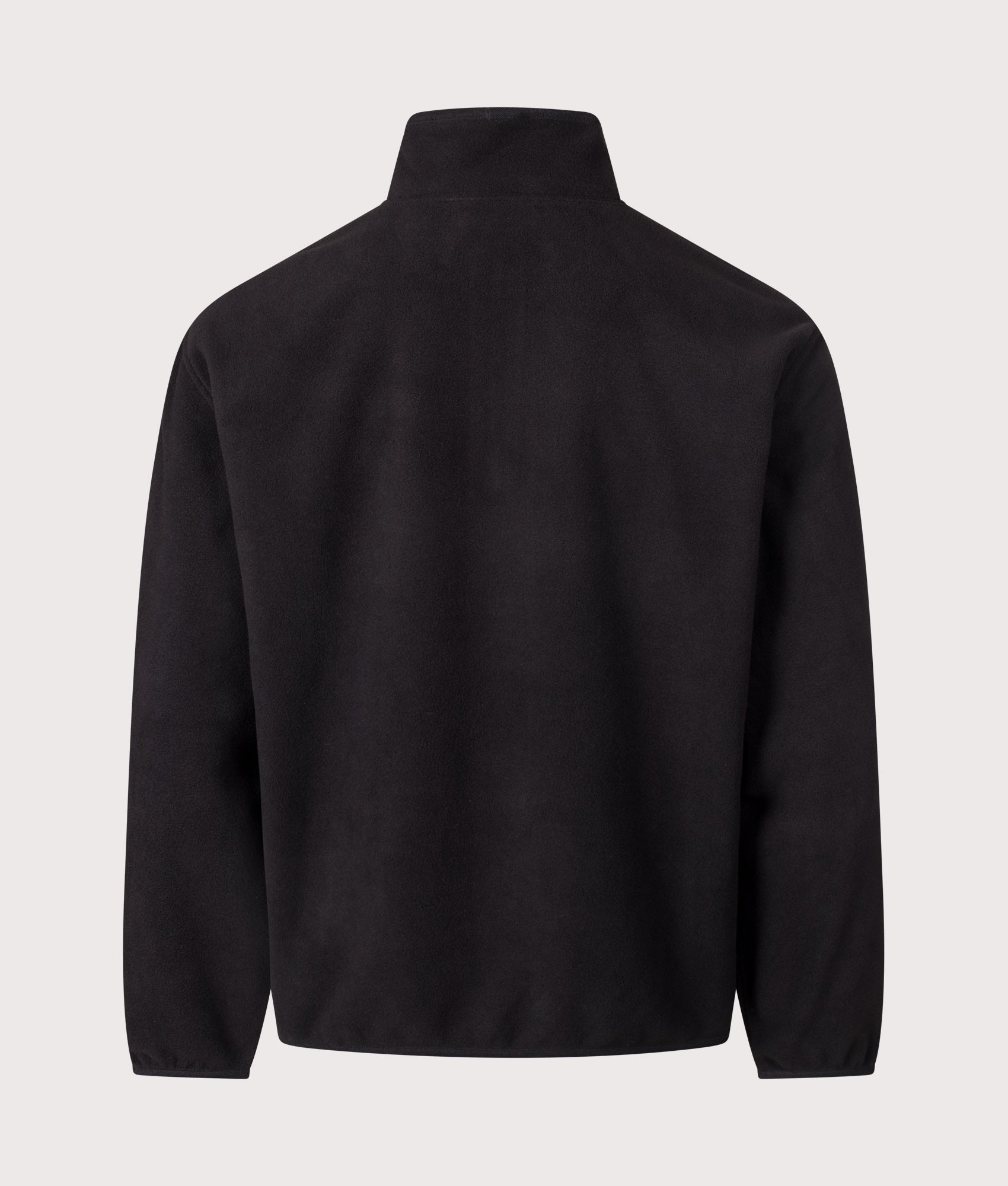 Carhartt WIP Balloon Fit Edmore Quarter Zip Fleece Sweatshirt in Black and White at EQVVS Menswear. Back shot.