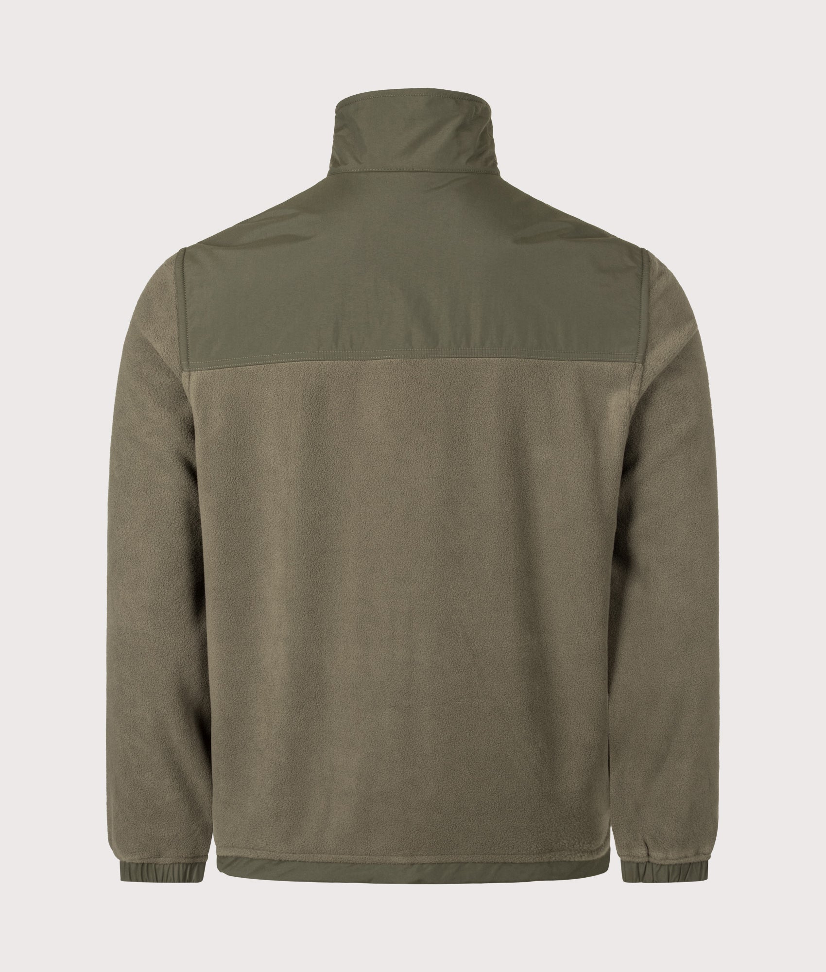 Carhartt WIP Balloon Fit Edmore Fleece Jacket in Cypress and Black at EQVVS Menswear. Back shot.