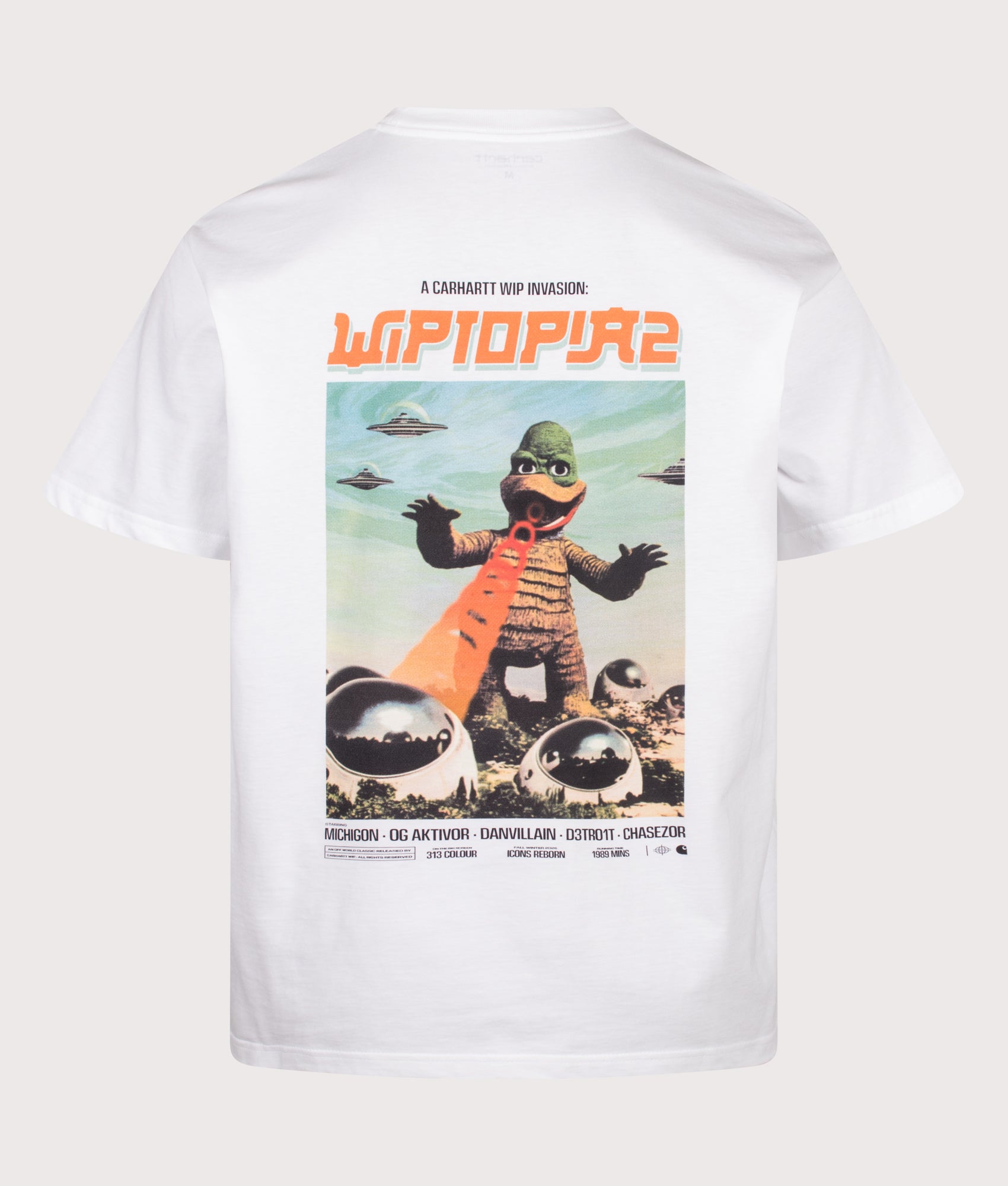 Carhartt WIP Loose Fit Wiptopia II T-Shirt in White at EQVVS Menswear. Back shot.