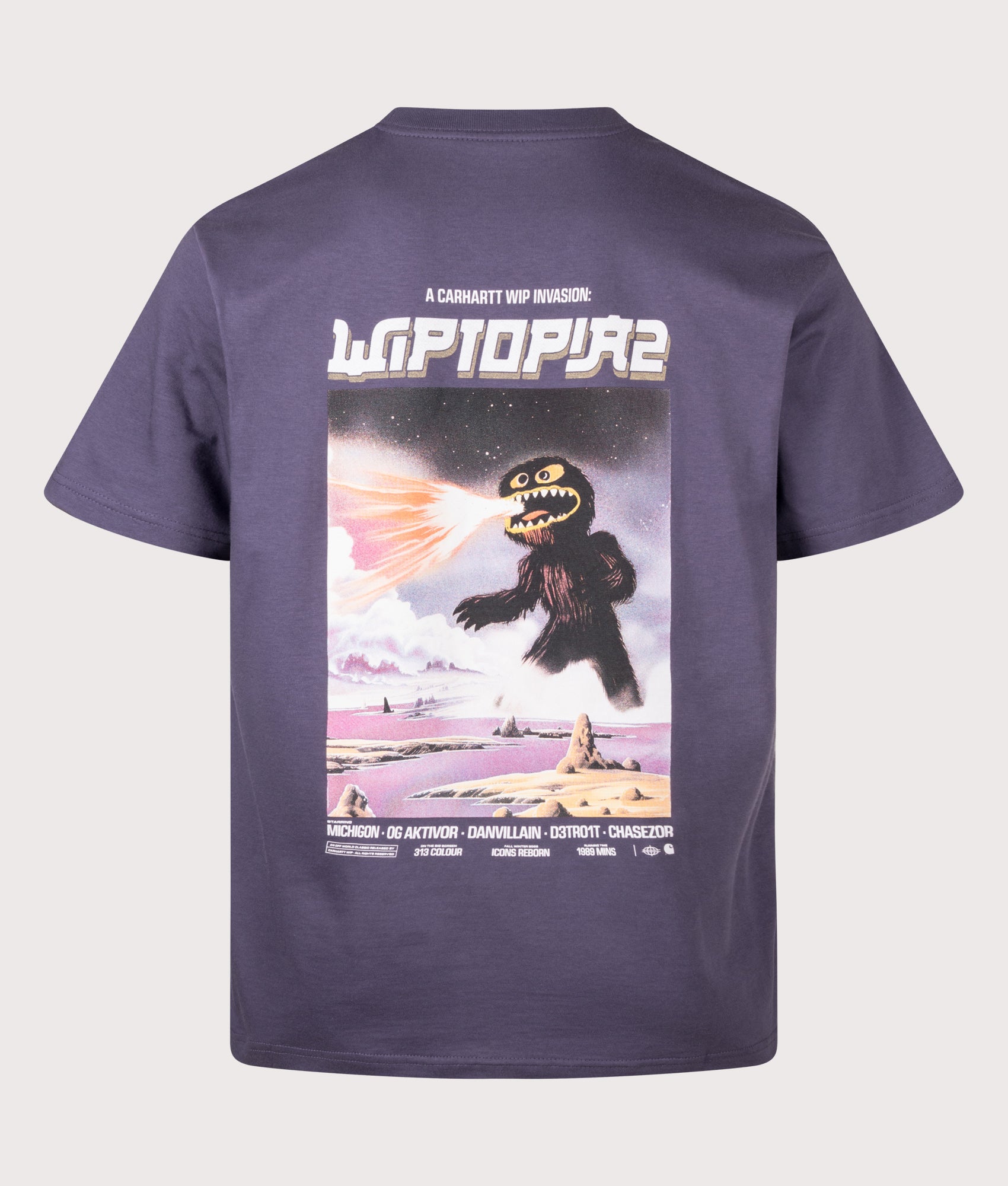 Carhartt WIP Loose Fit Wiptopia II T-Shirt in Shady Purple at EQVVS Menswear. Back shot.