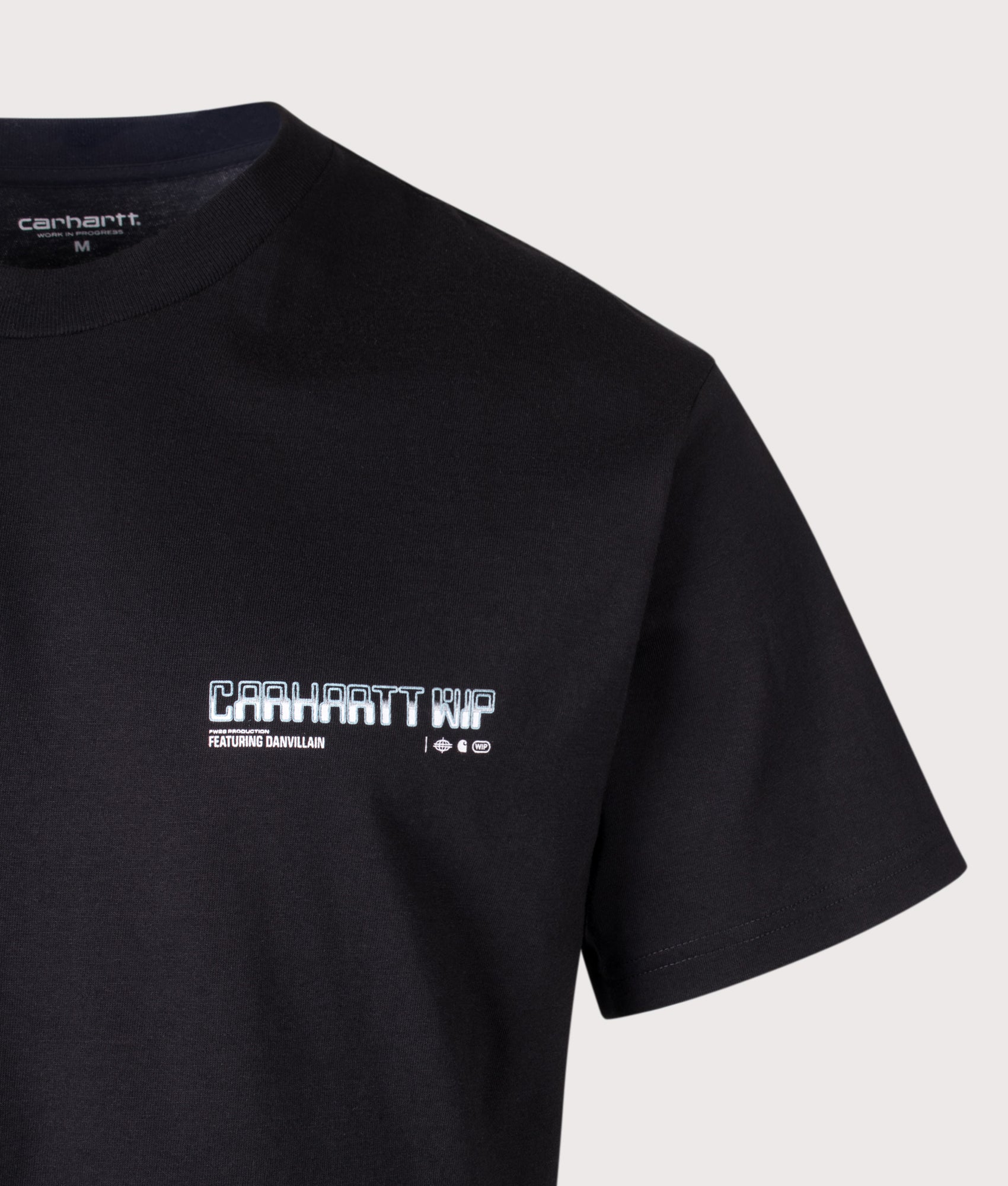Carhartt WIP Loose Fit Wiptopia II T-Shirt in Black at EQVVS Menswear. Detail shot.