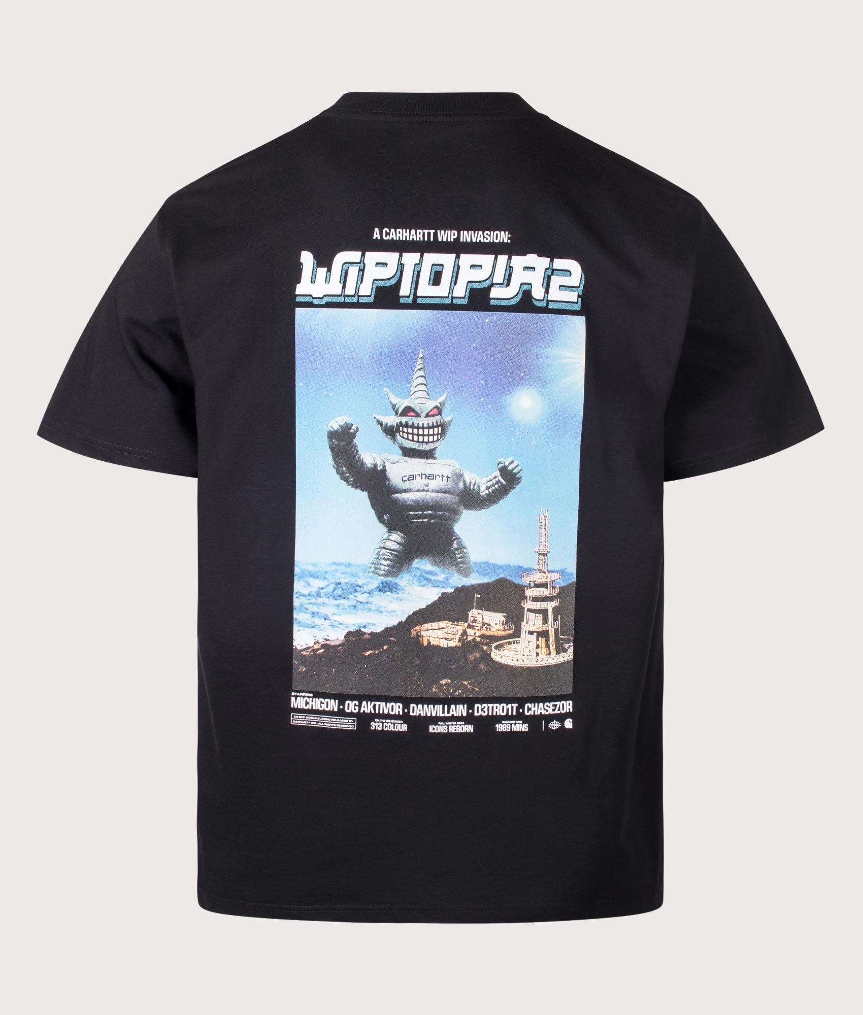 Carhartt WIP Loose Fit Wiptopia II T-Shirt in Black at EQVVS Menswear. Back shot.