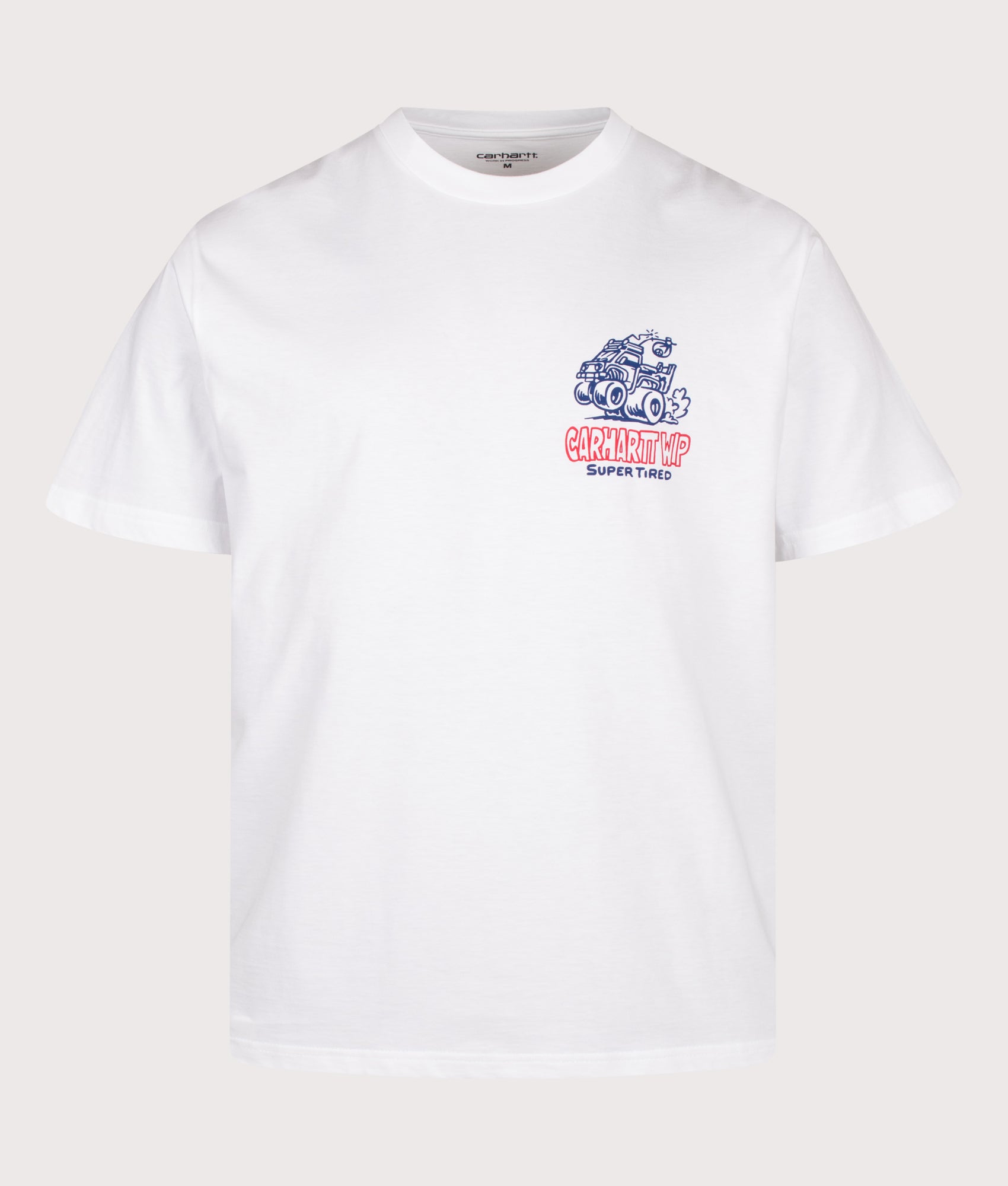 Carhartt WIP Loose Fit Hot Rat T-Shirt in White at EQVVS Menswear. Front shot.
