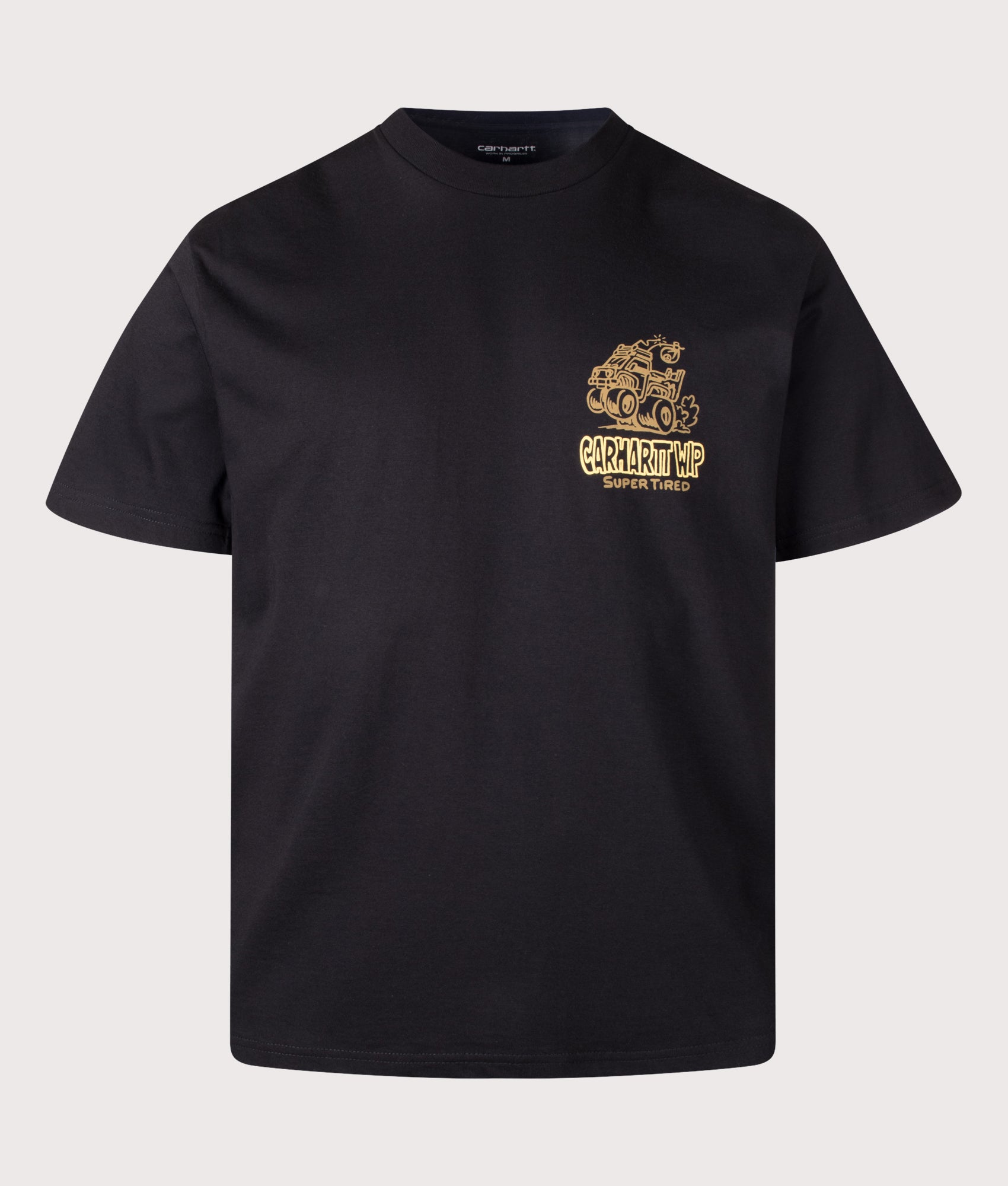 Carhartt WIP Loose Fit Hot Rat T-Shirt in Black at EQVVS Menswear. Front shot.