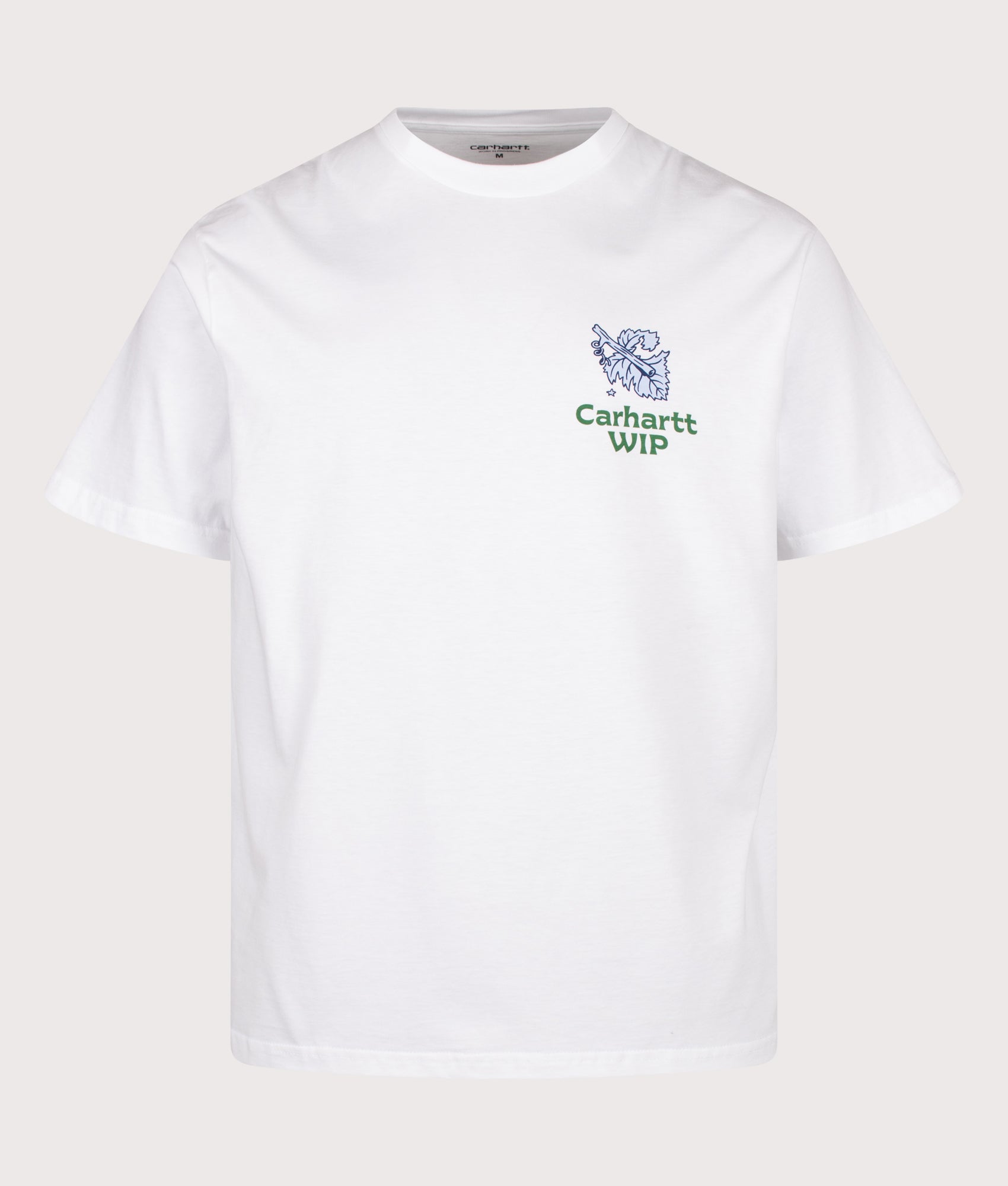 Carhartt WIP Loose Fit Grape Picker T-Shirt in White at EQVVS Menswear. Front shot.