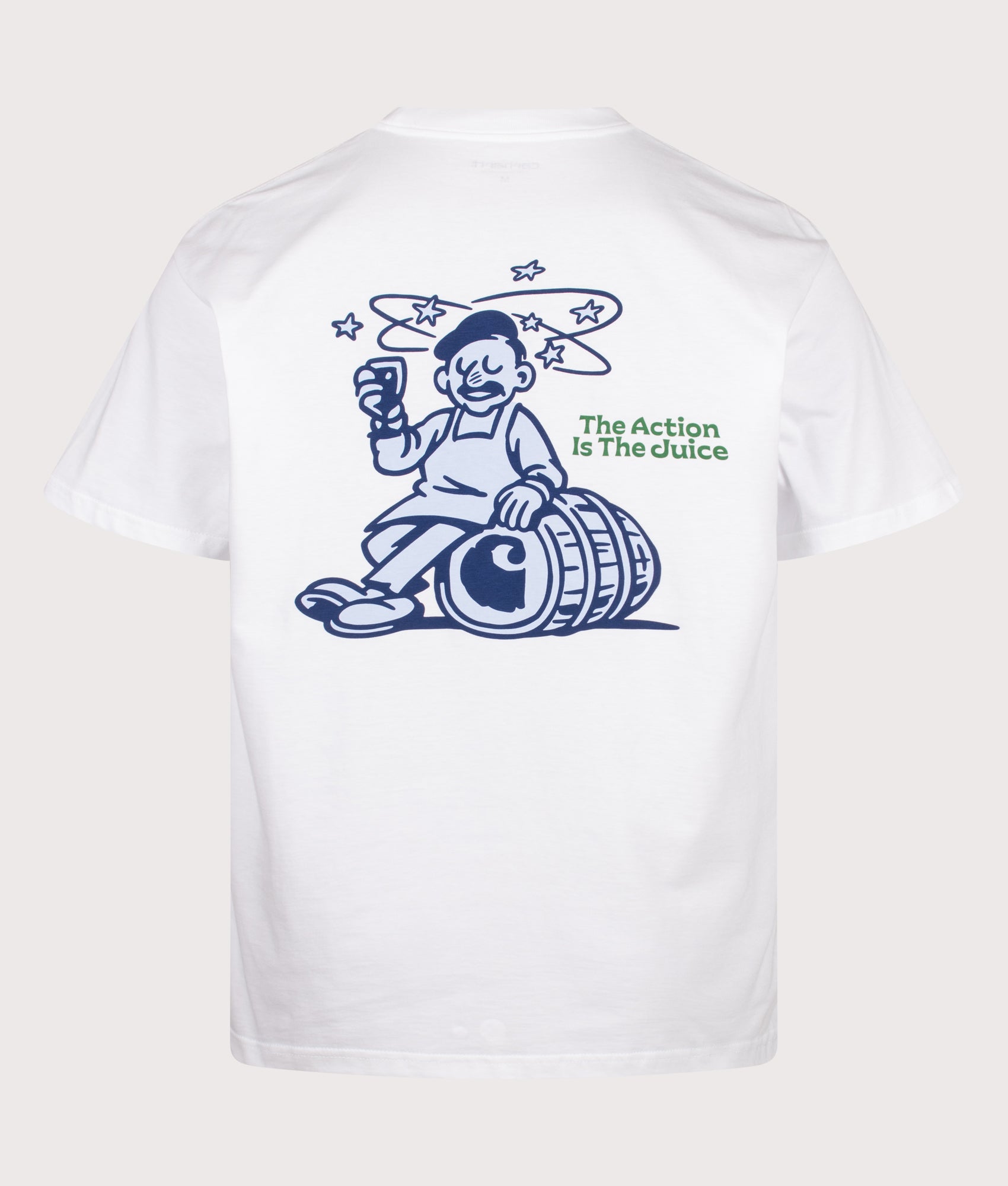 Carhartt WIP Loose Fit Grape Picker T-Shirt in White at EQVVS Menswear. Back shot.