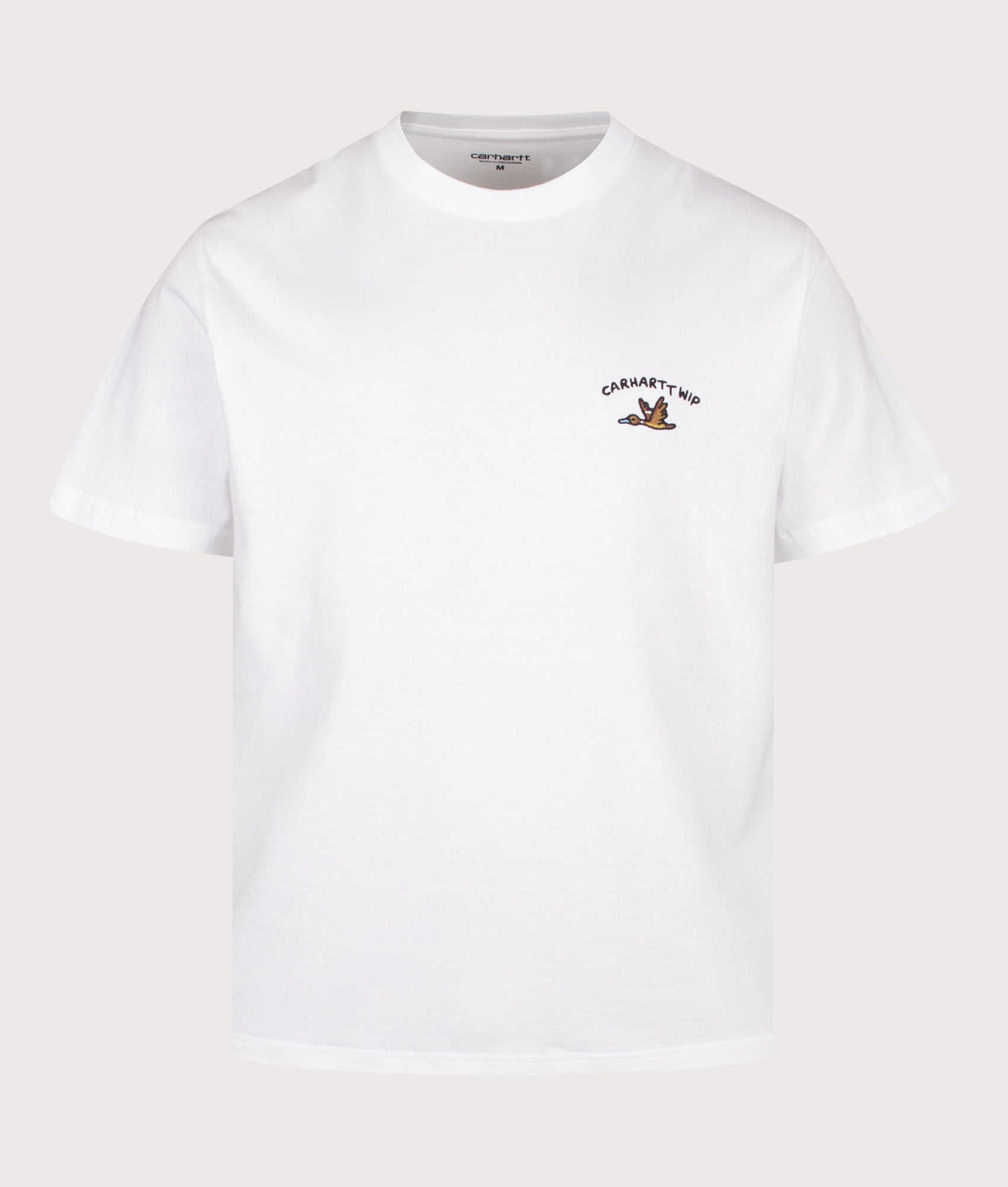 Carhartt WIP Loose Fit Animated Ducks T-Shirt in White at EQVVS Menswear. Front shot.
