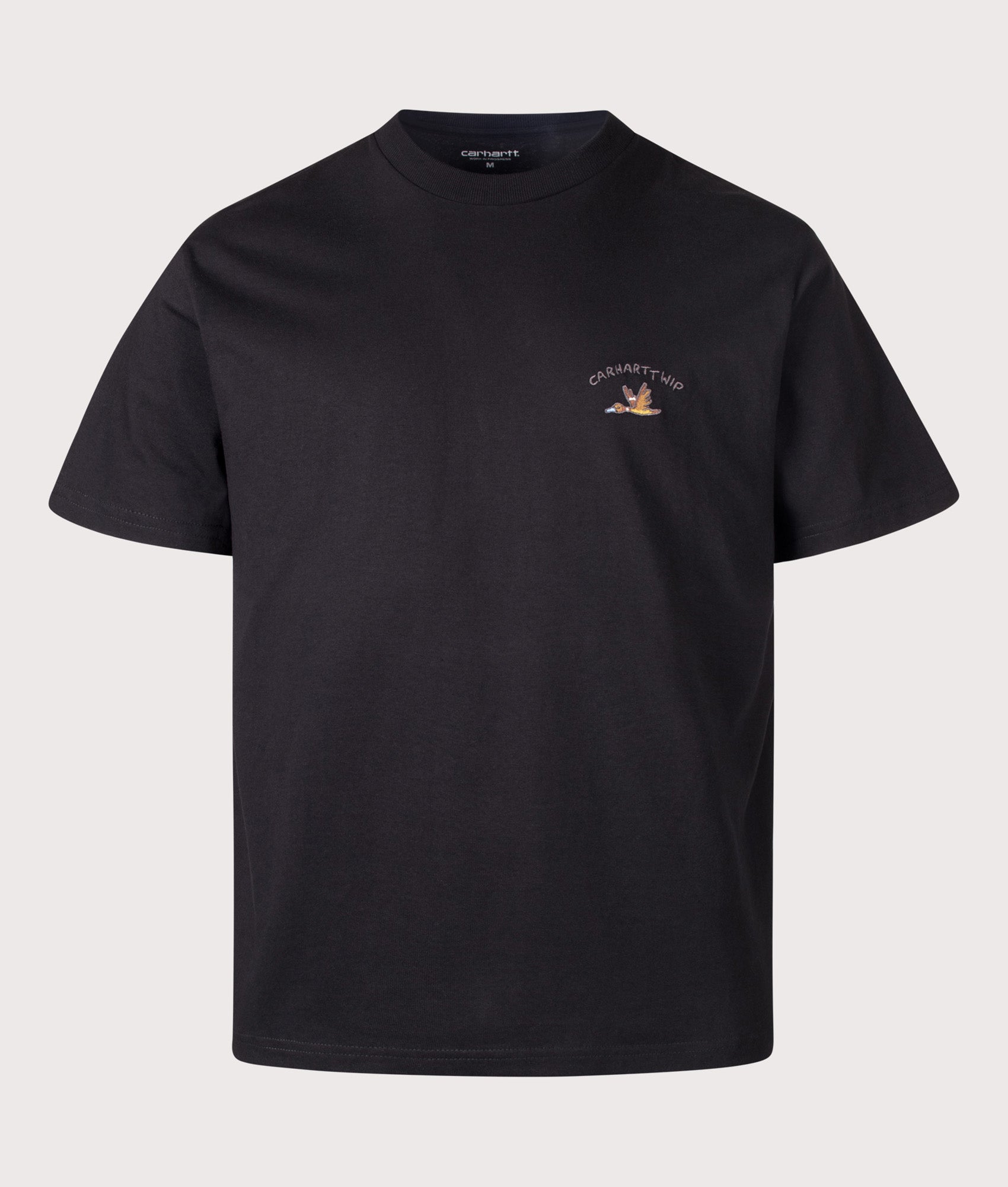 Carhartt WIP Loose Fit Animated Ducks T-Shirt in Black at EQVVS Menswear. Front shot.