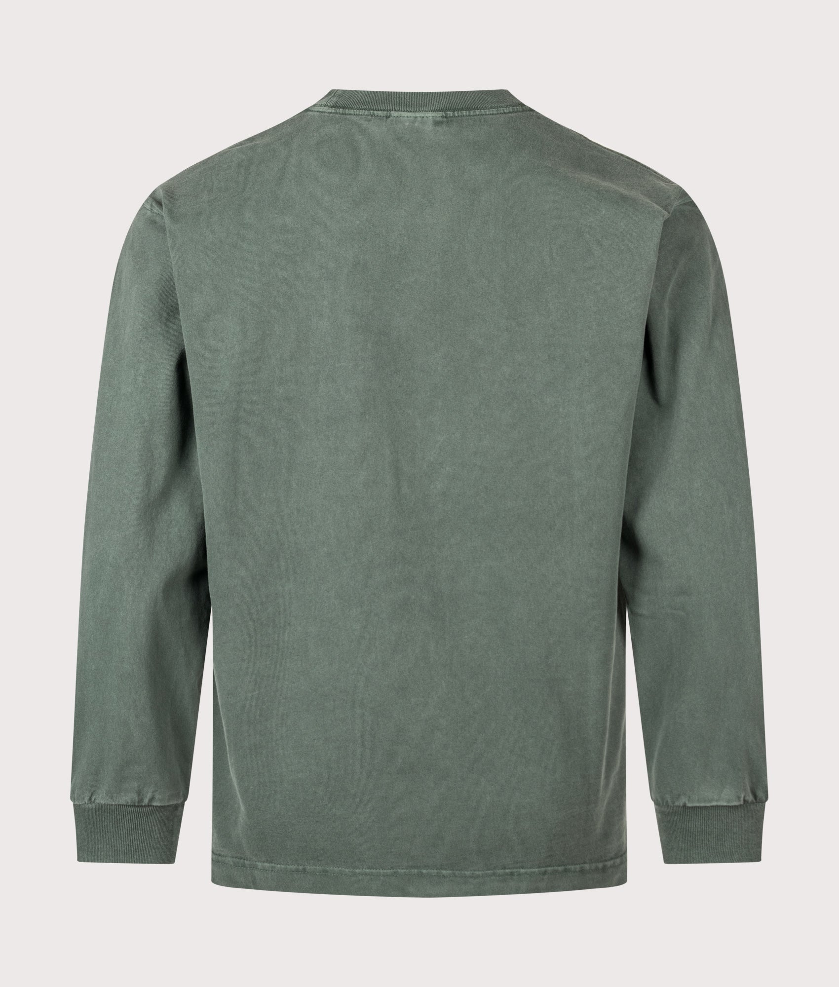 Carhartt WIP Loose Fit Vista Long Sleeve T-Shirt in Dark Scarab at EQVVS Menswear. Back shot.