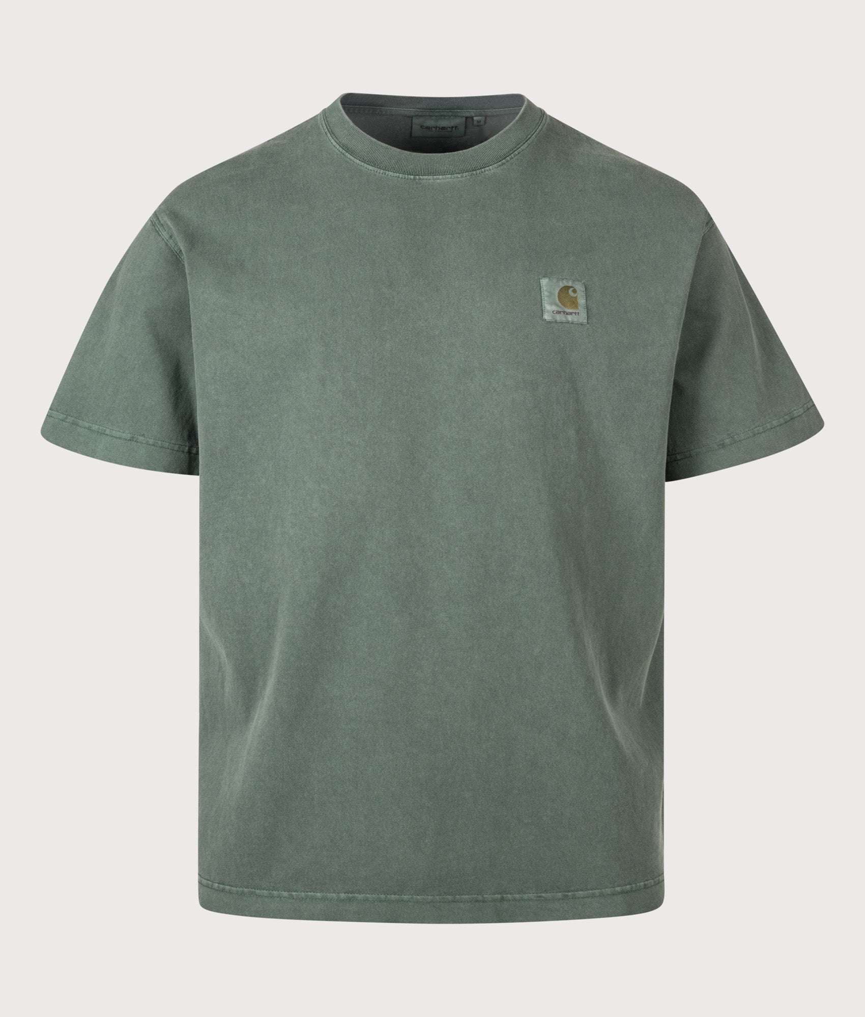 Carhartt WIP Loose Fit Vista T-Shirt in Dark Scarab at EQVVS Menswear. Front shot.