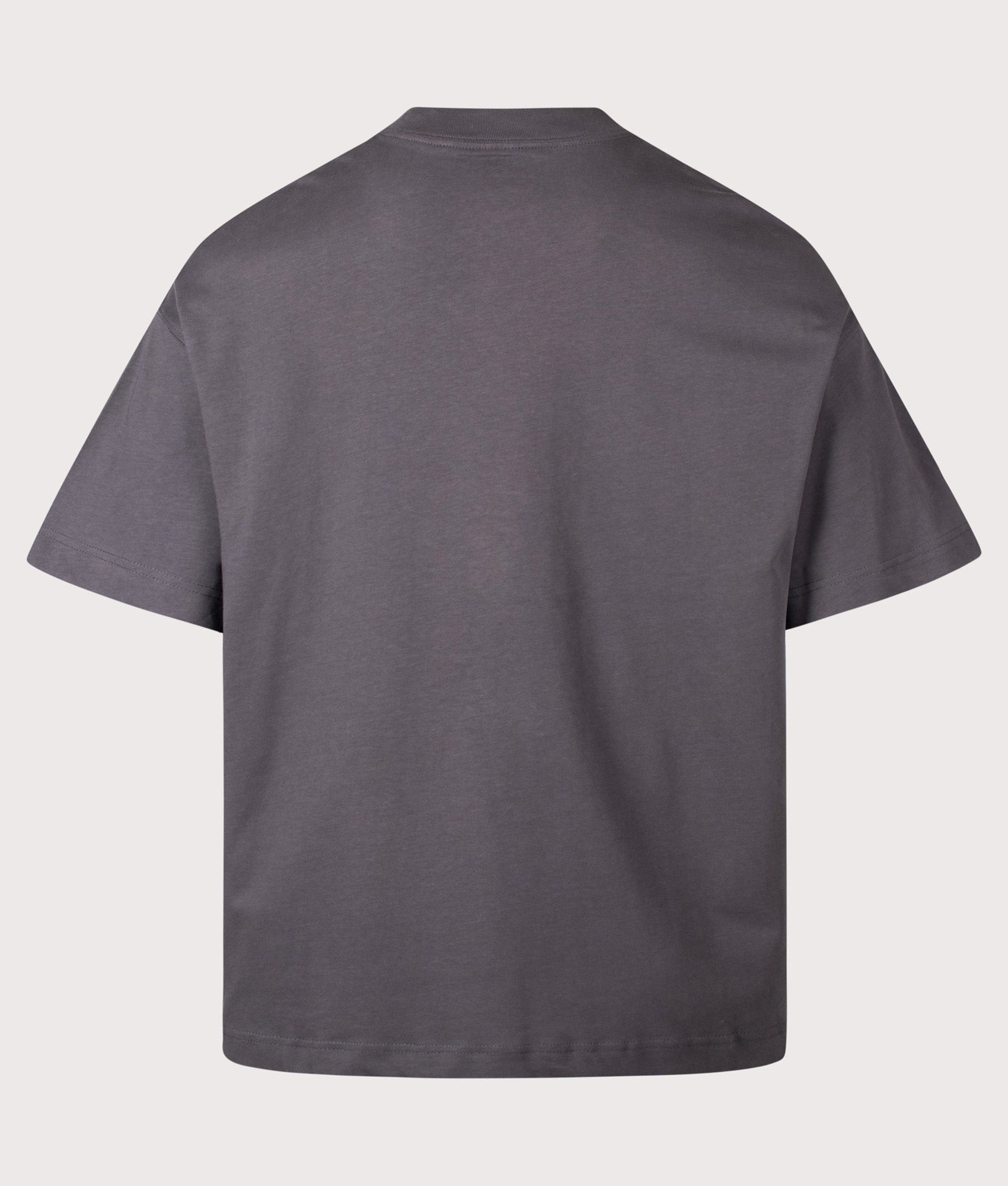Carhartt WIP Boxy Loose Fit Signature Script T-Shirt in Graphite and Dark Scarab at EQVVS Menswear. Back shot.