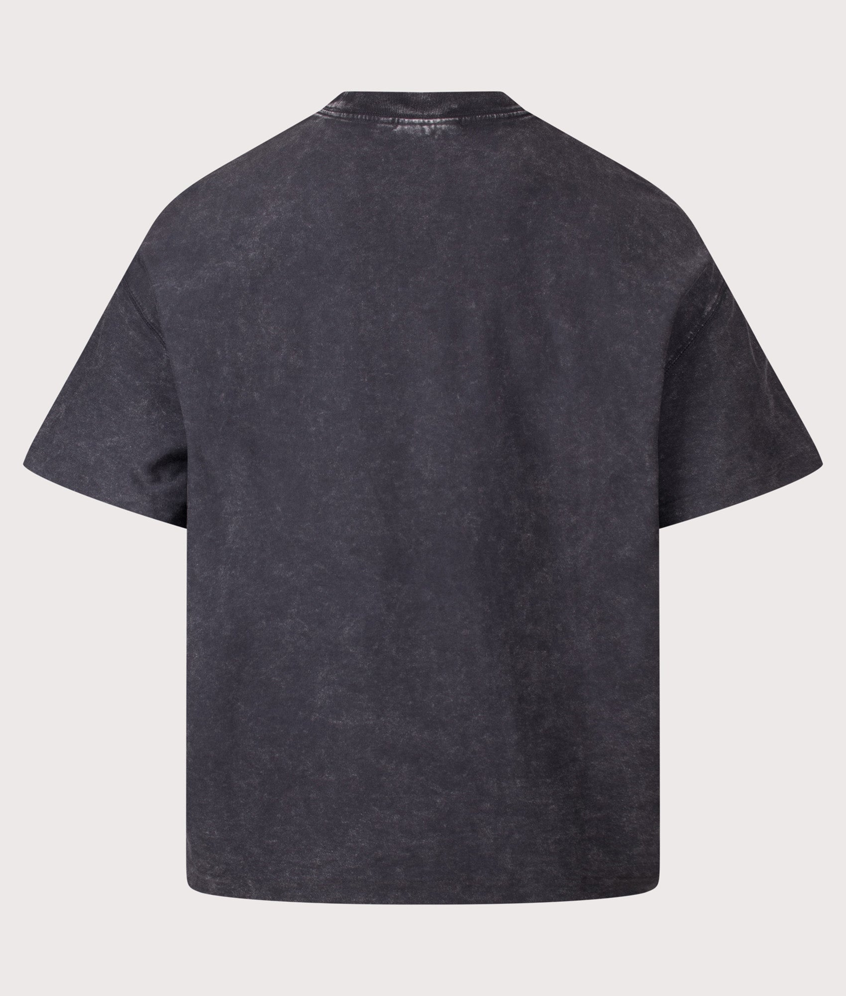 Carhartt WIP Boxy Loose Fit Lambert T-Shirt in Black Moon Wash at EQVVS Menswear. Back shot.