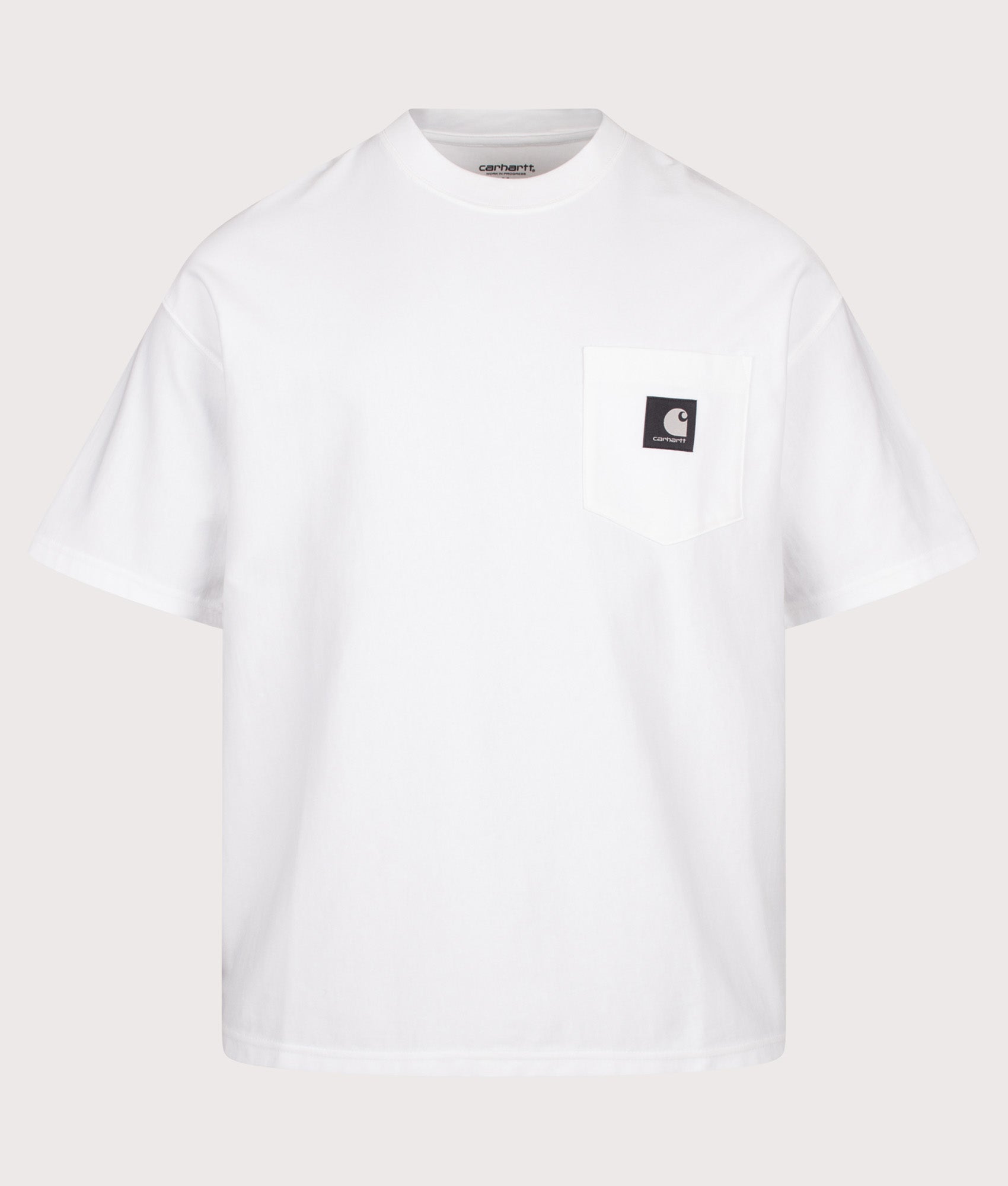 Carhartt WIP Oversized Fit OG Pocket T-Shirt in White at EQVVS Menswear. Front shot.