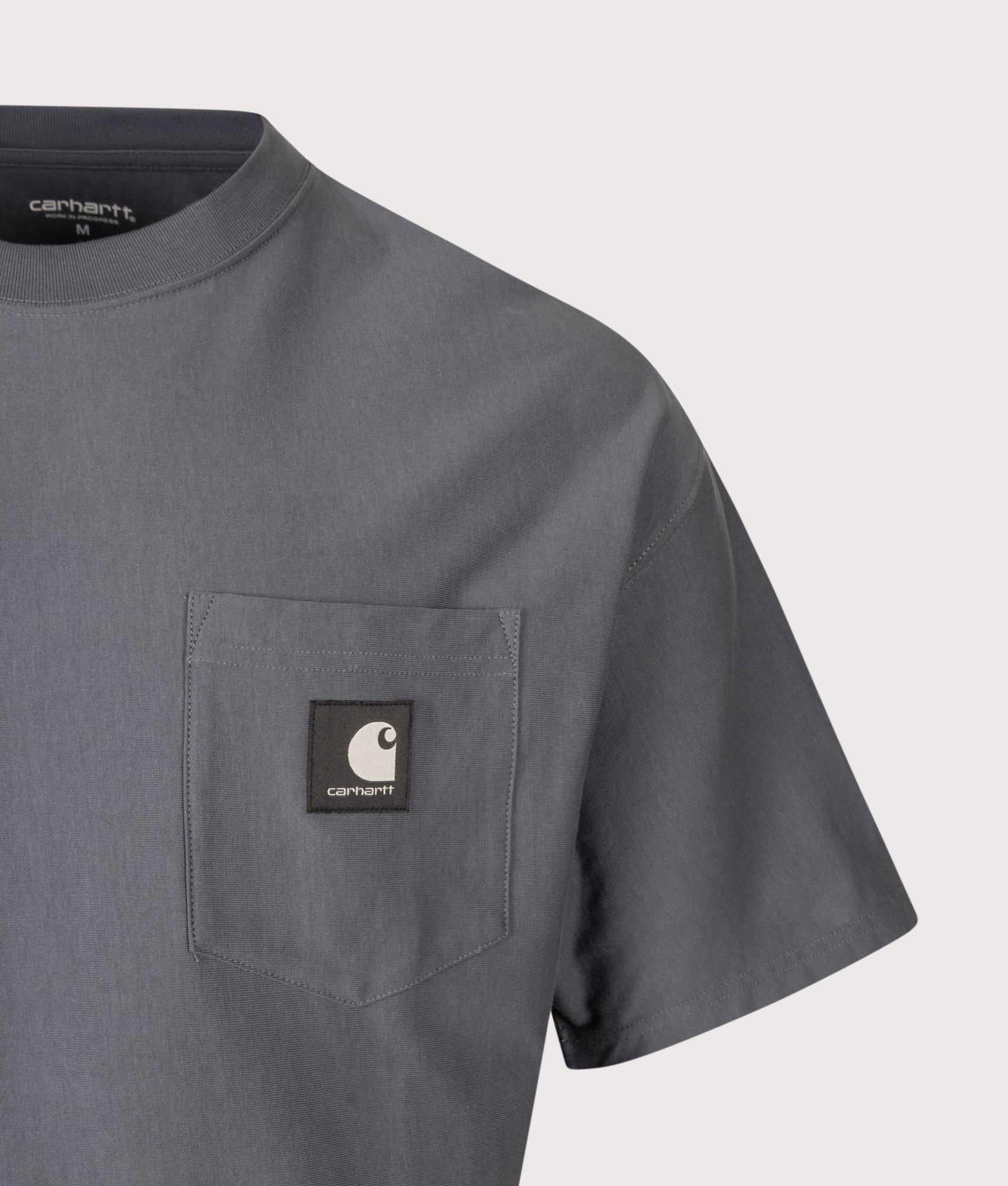 Carhartt WIP Oversized Fit OG Pocket T-Shirt in Styx at EQVVS Menswear. Detail shot.