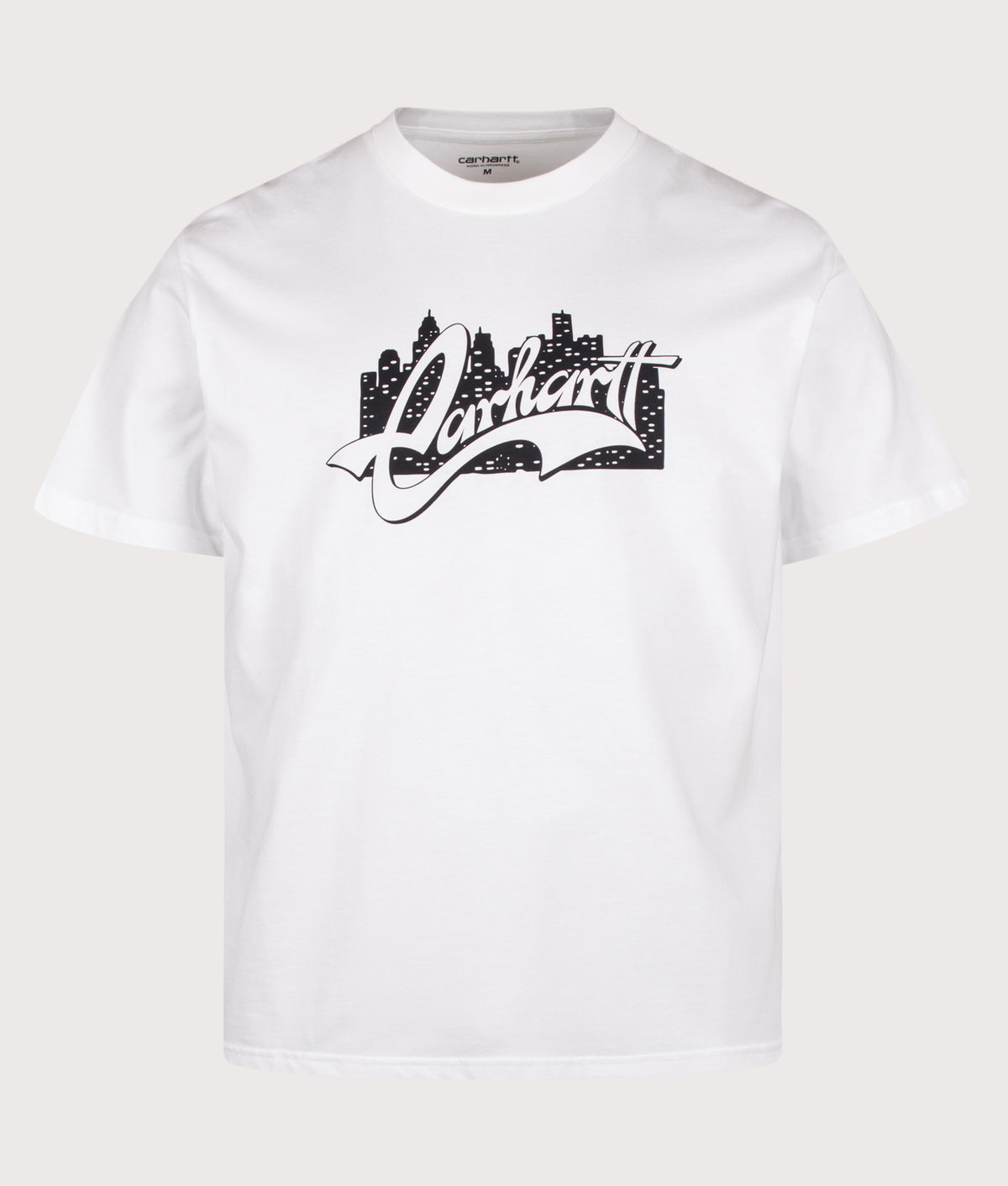 Carhartt WIP Loose Fit Boogie Night T-Shirt in White at EQVVS Menswear. Front shot.