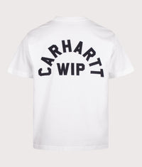 Loose Fit Arch Script T-Shirt: 12HXX White/Dark Navy 