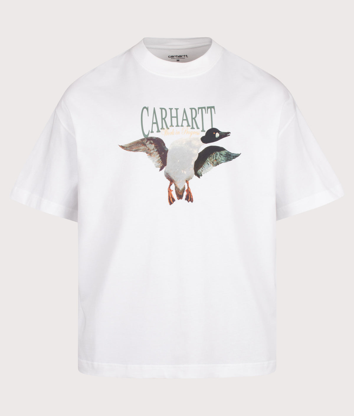 Carhartt WIP Boxy Loose Fit Pennon T-Shirt  in White at EQVVS Menswear. Front shot.
