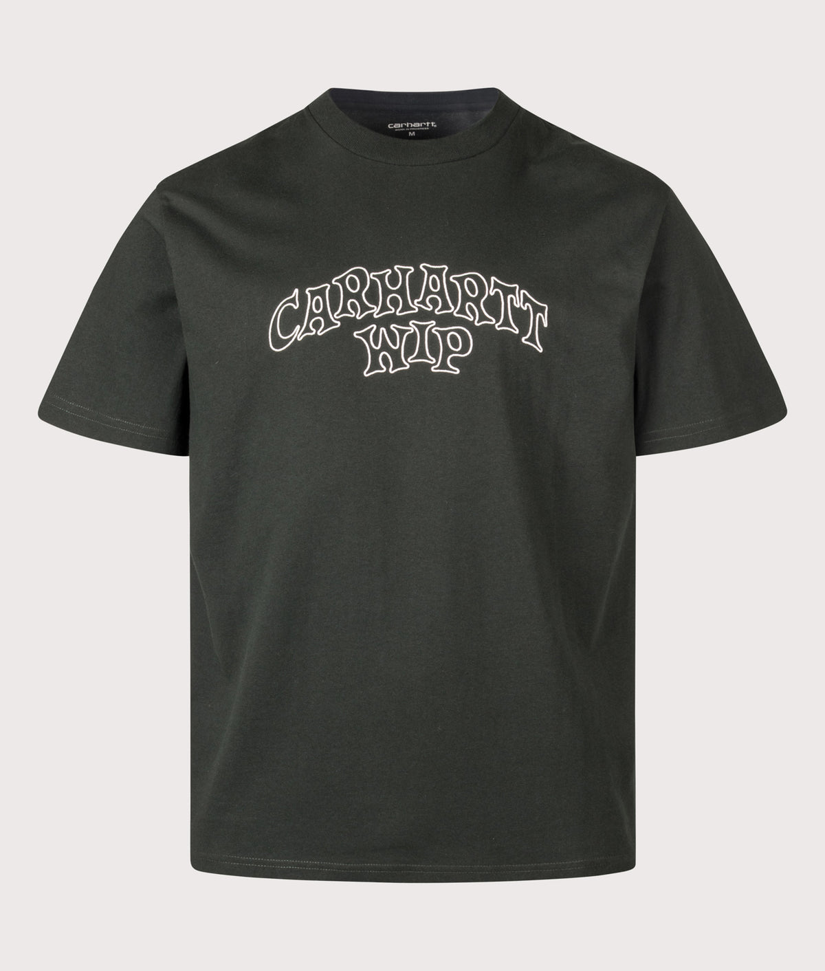 Carhartt WIP street style Loose Fit Limn Script T-Shirt in Raven at EQVVS Menswear. Front shot.
