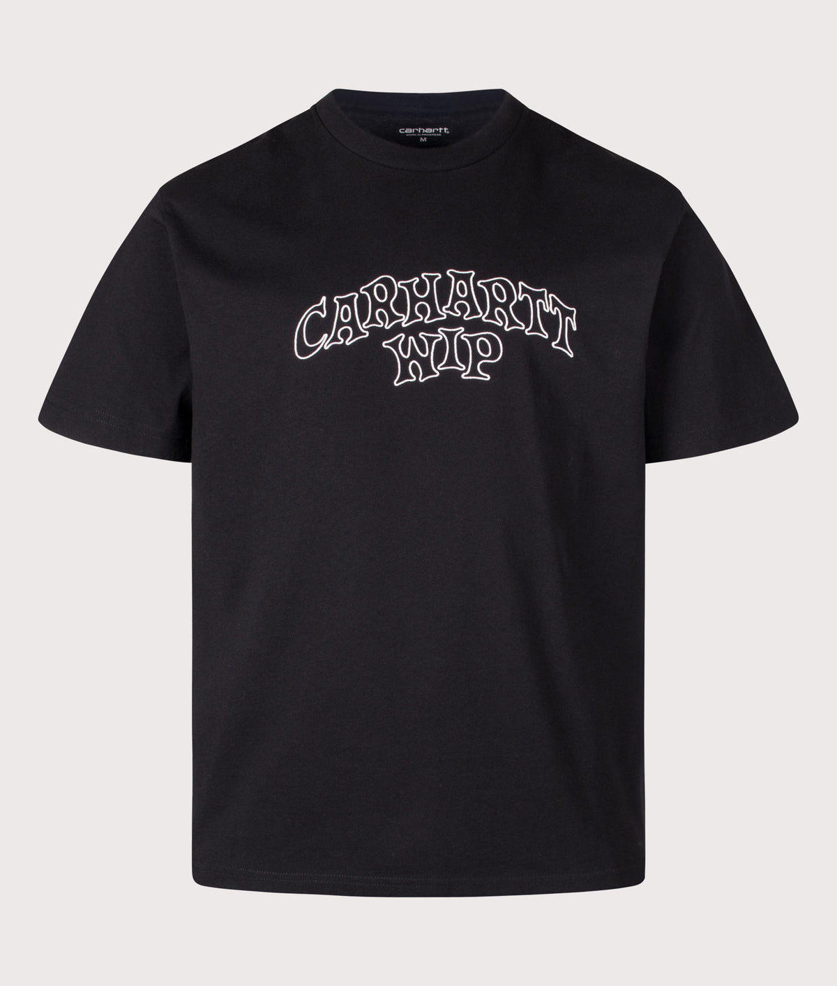 Carhartt WIP Loose Fit Limn Script T-Shirt  in Black at EQVVS Menswear. Front shot.
