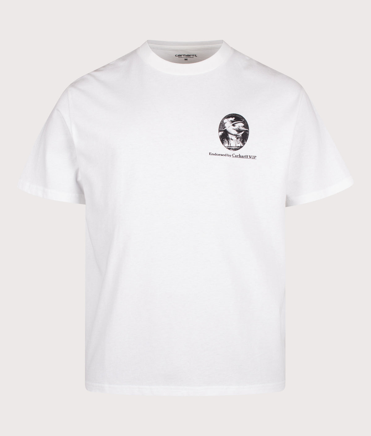 Carhartt WIP Loose Fit Vote T-Shirt in White at EQVVS Menswear. Front shot.