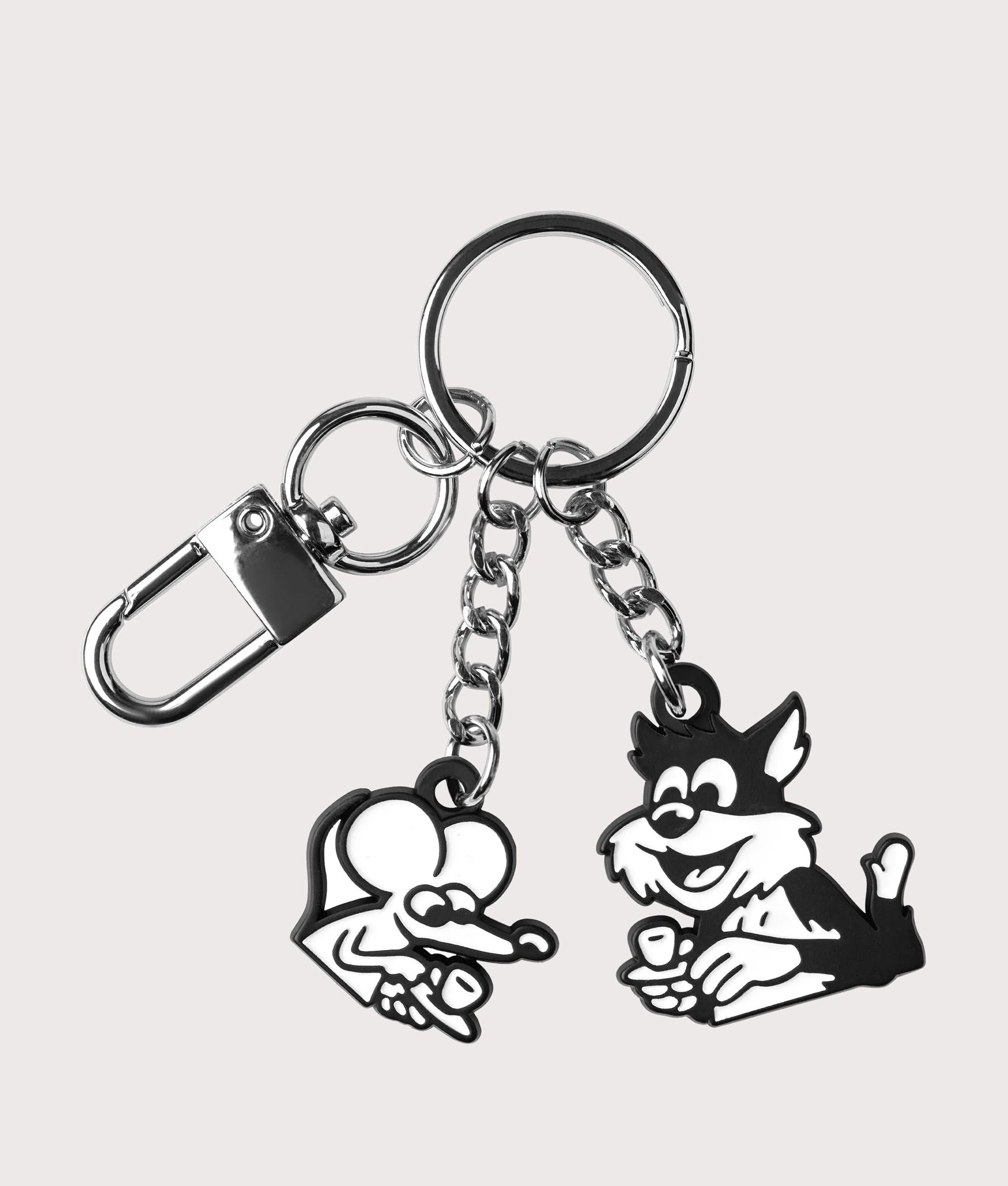 Carhartt WIP Coffee Break Keychain in Black and White at EQVVS Menswear. Front shot.