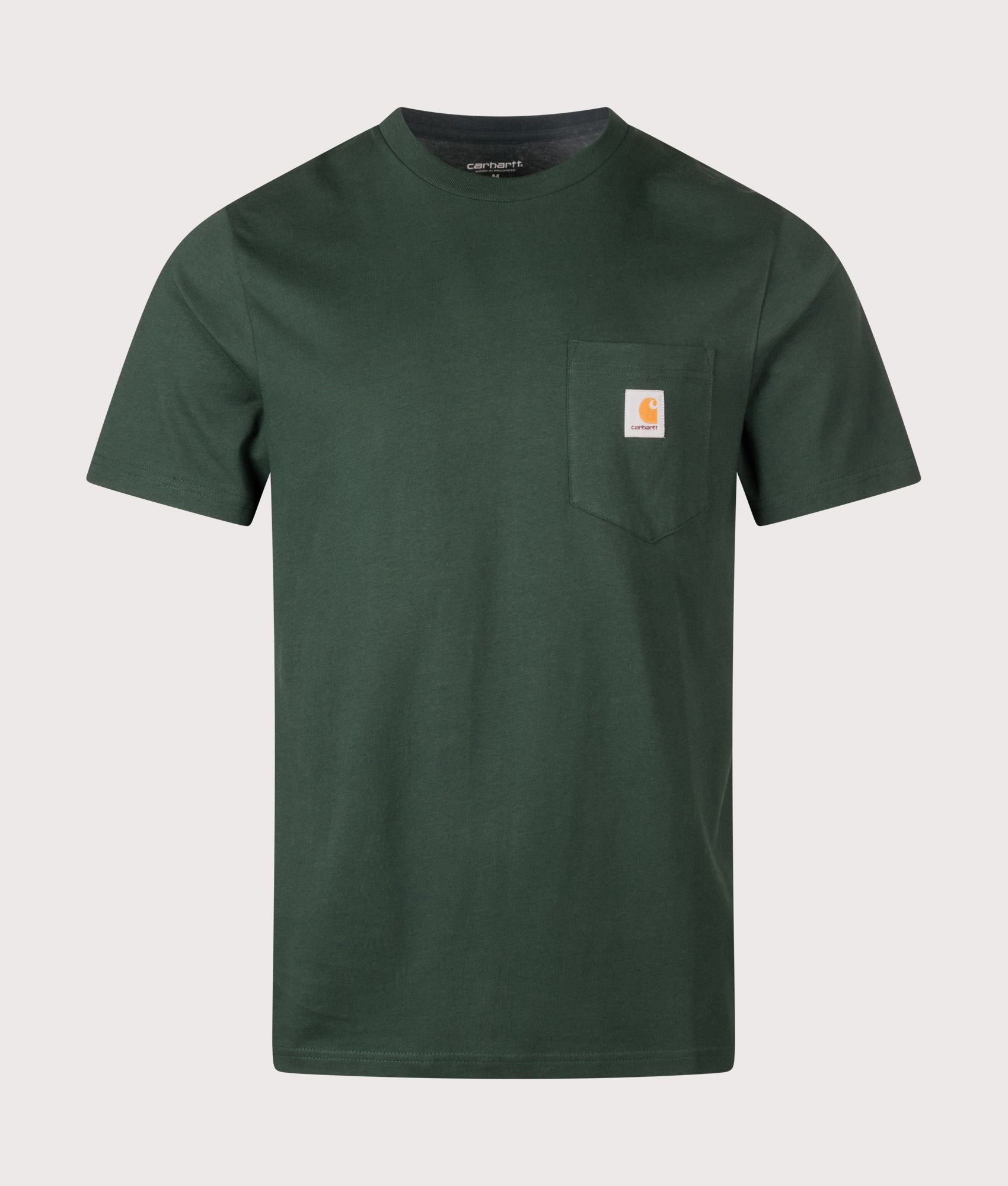 Carhartt WIP Regular Fit Pocket T-Shirt in Dark Scarab at EQVVS Menswear. Front shot.