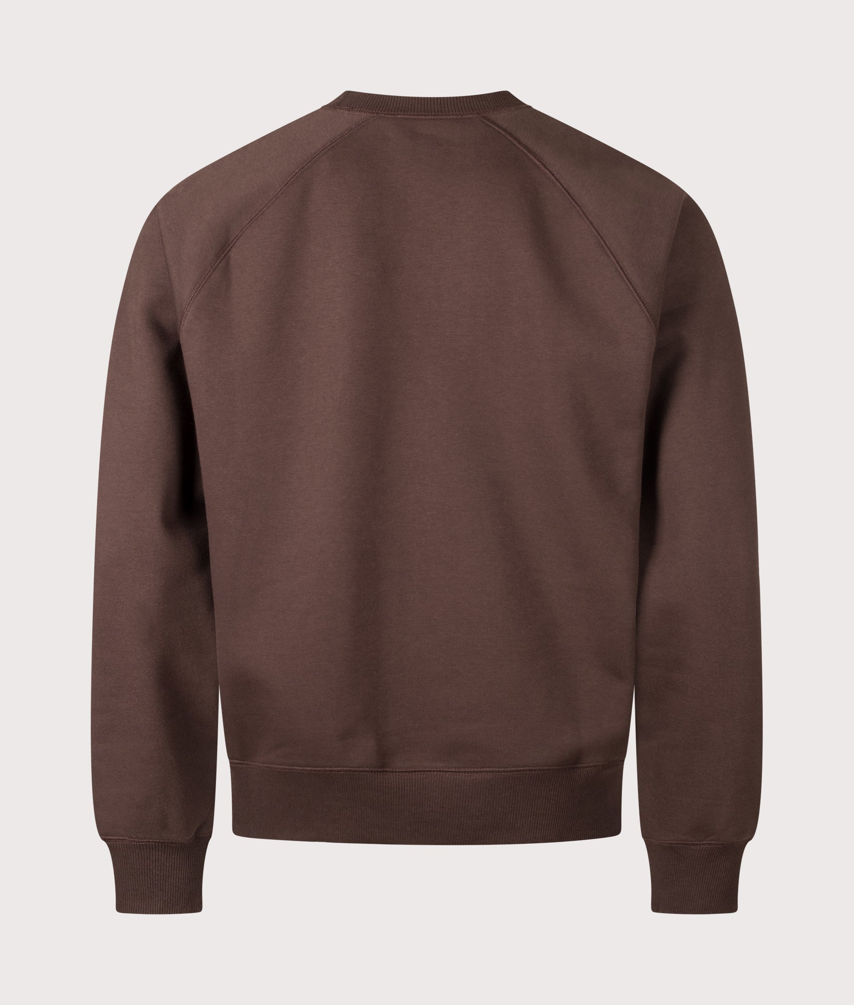 Carhartt WIP Regular Fit Chase Sweatshirt in Palisander and Gold at EQVVS Menswear. Back shot.