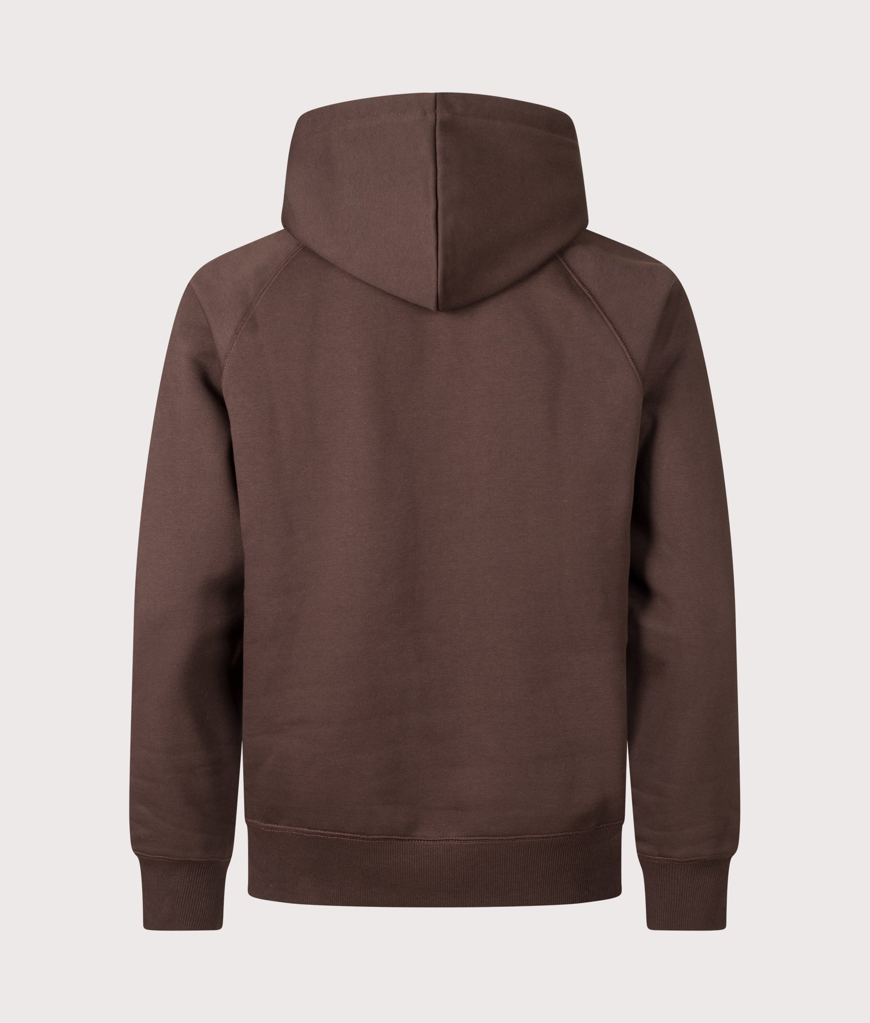 Carhartt WIP Regular Fit Chase Hoodie arrives in Palisander and Gold at EQVVS Menswear. Back shot.