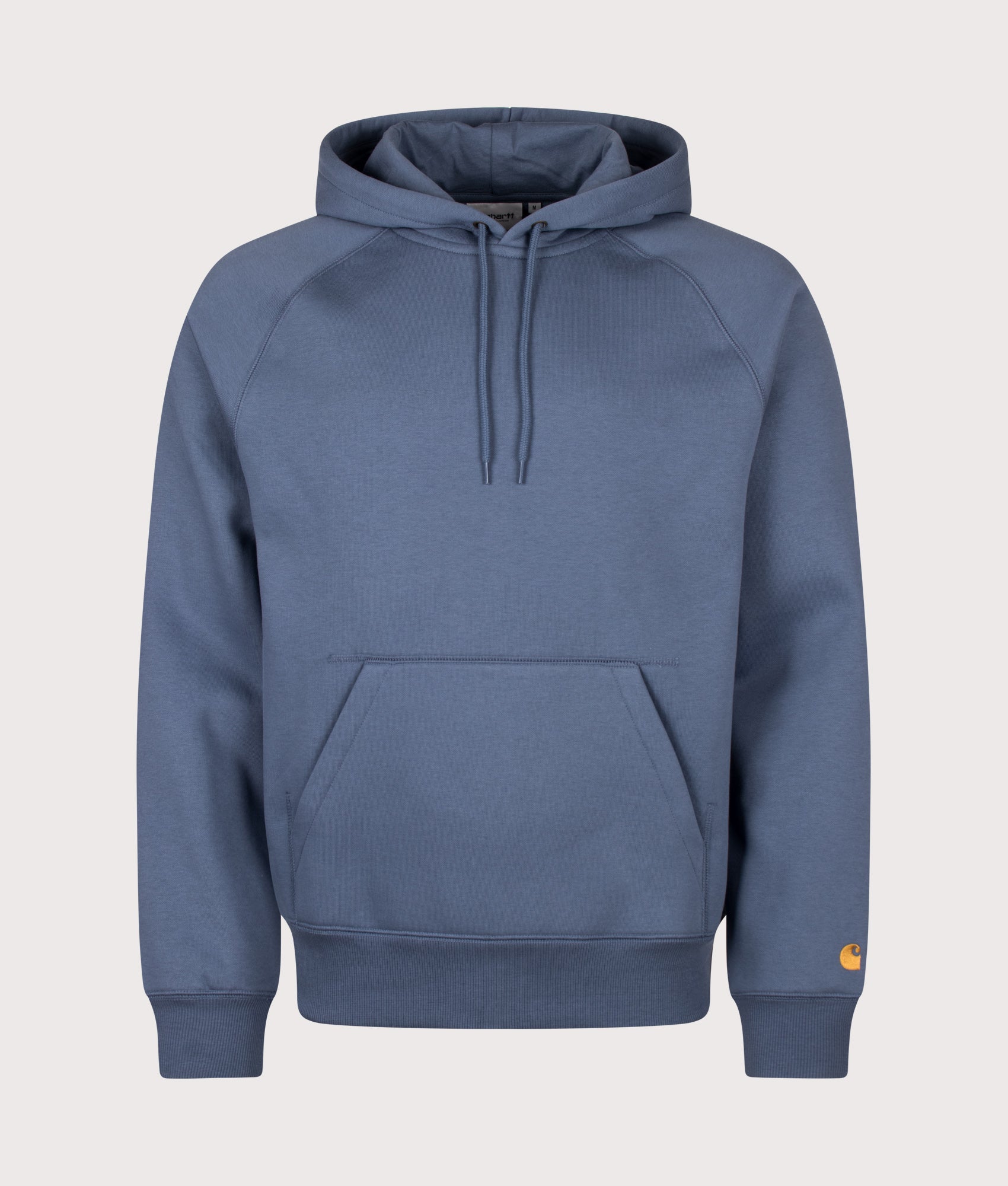 Carhartt WIP Regular Fit Chase Hoodie in Icesheet and Gold at EQVVS Menswear. Front shot.