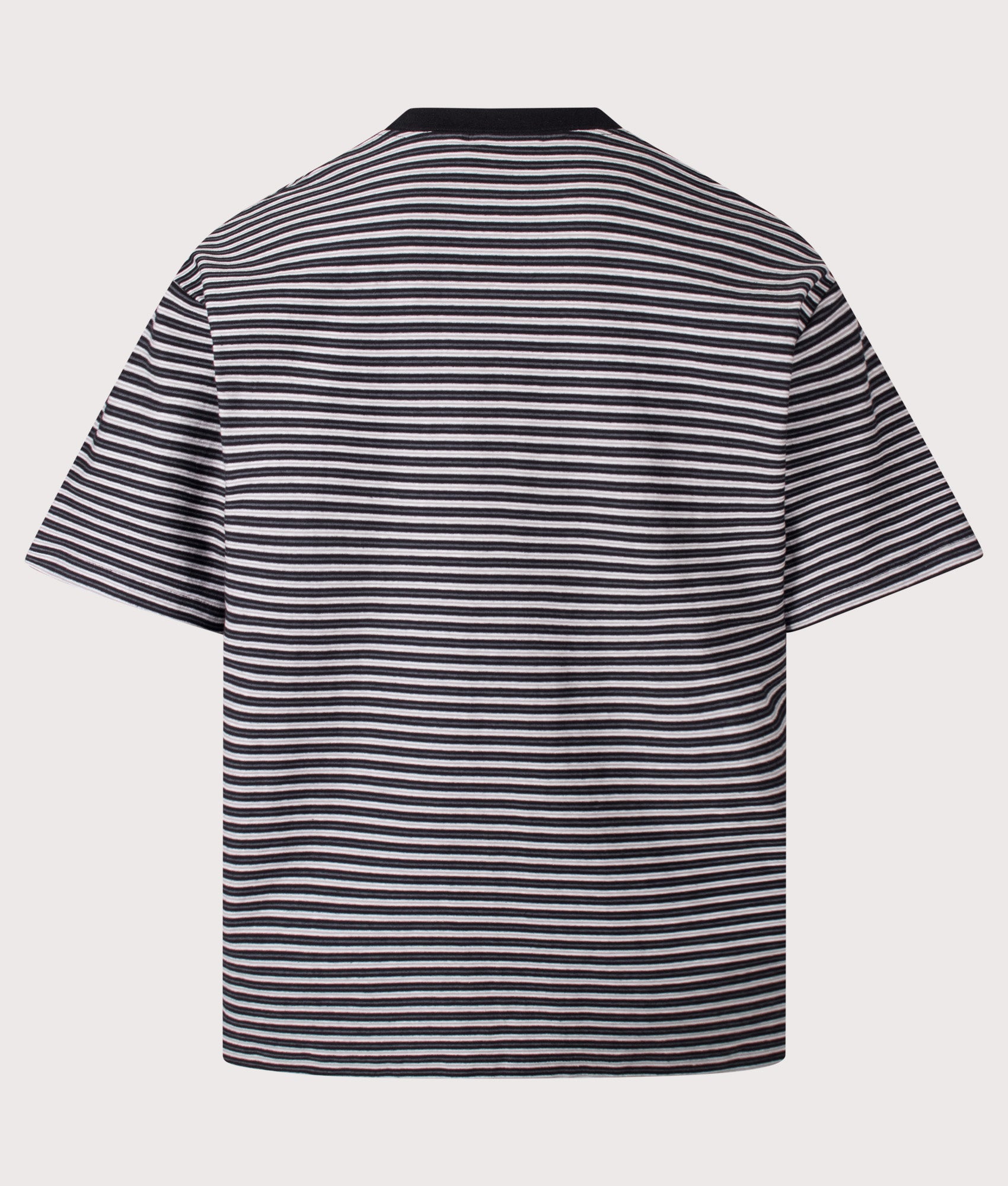 Carhartt WIP Boxy Loose Fit Dupree T-Shirt in Dupree Stripe and Black at EQVVS Menswear. Back shot.