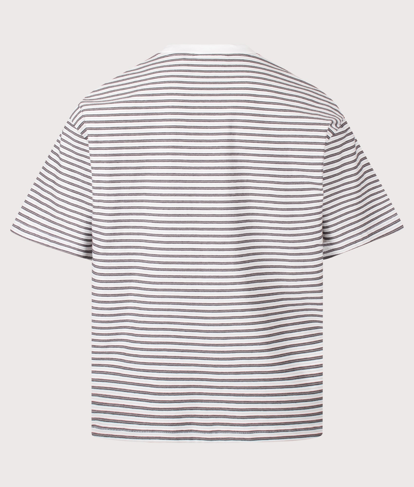 Carhartt WIP Boxy Loose Fit Dupree T-Shirt in Dupree Stripe and White at EQVVS Menswear. Back shot.
